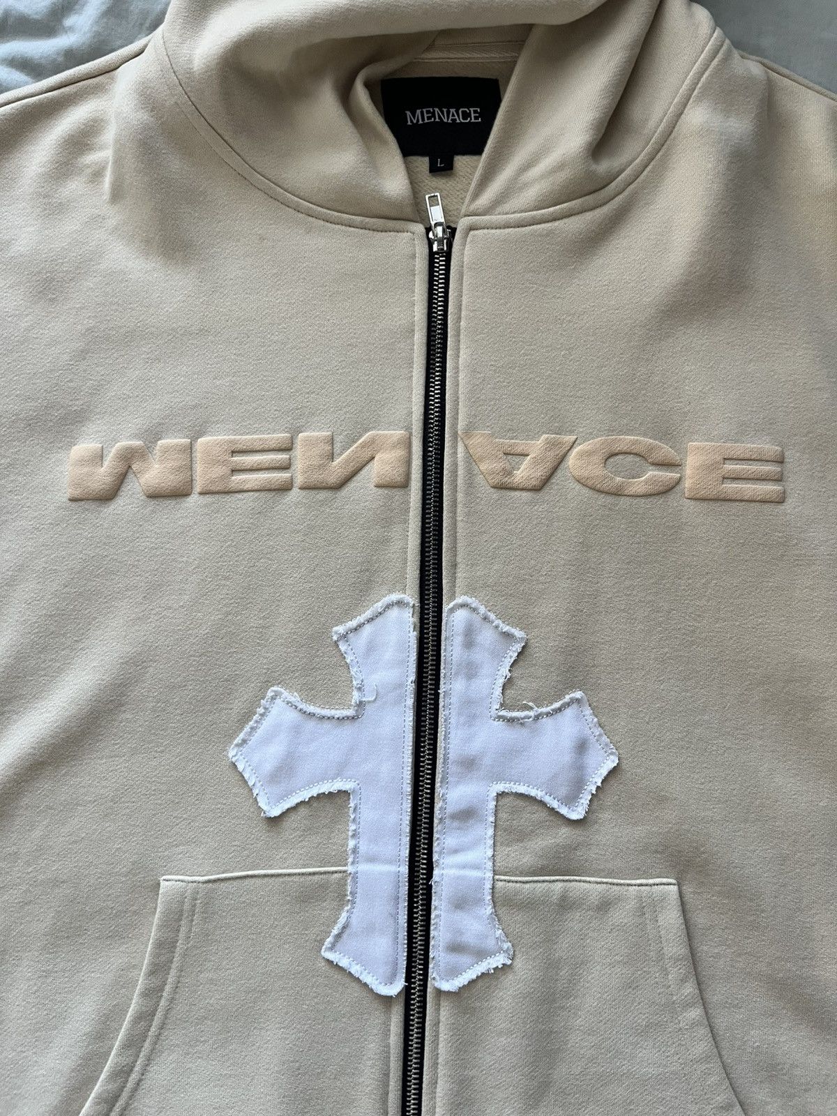 Menace Menace Cream Cross Heavyweight Zip Up Size L Size US L / EU 52-54 / 3 - 2 Thumbnail