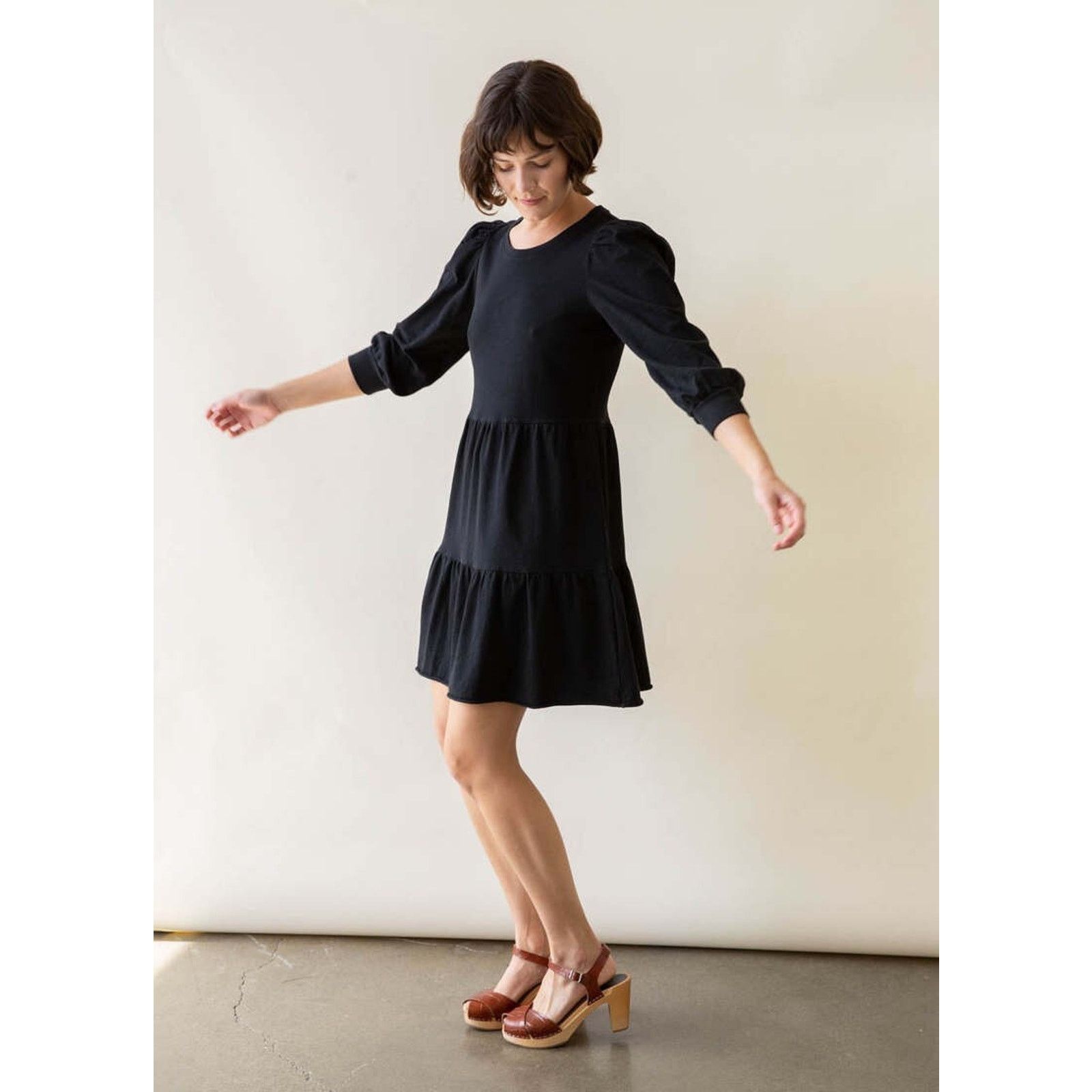 Nation LTD Nation LTD Bettina Black Tiered Dress Small Puff Sleeves Size S / US 4 / IT 40 - 1 Thumbnail