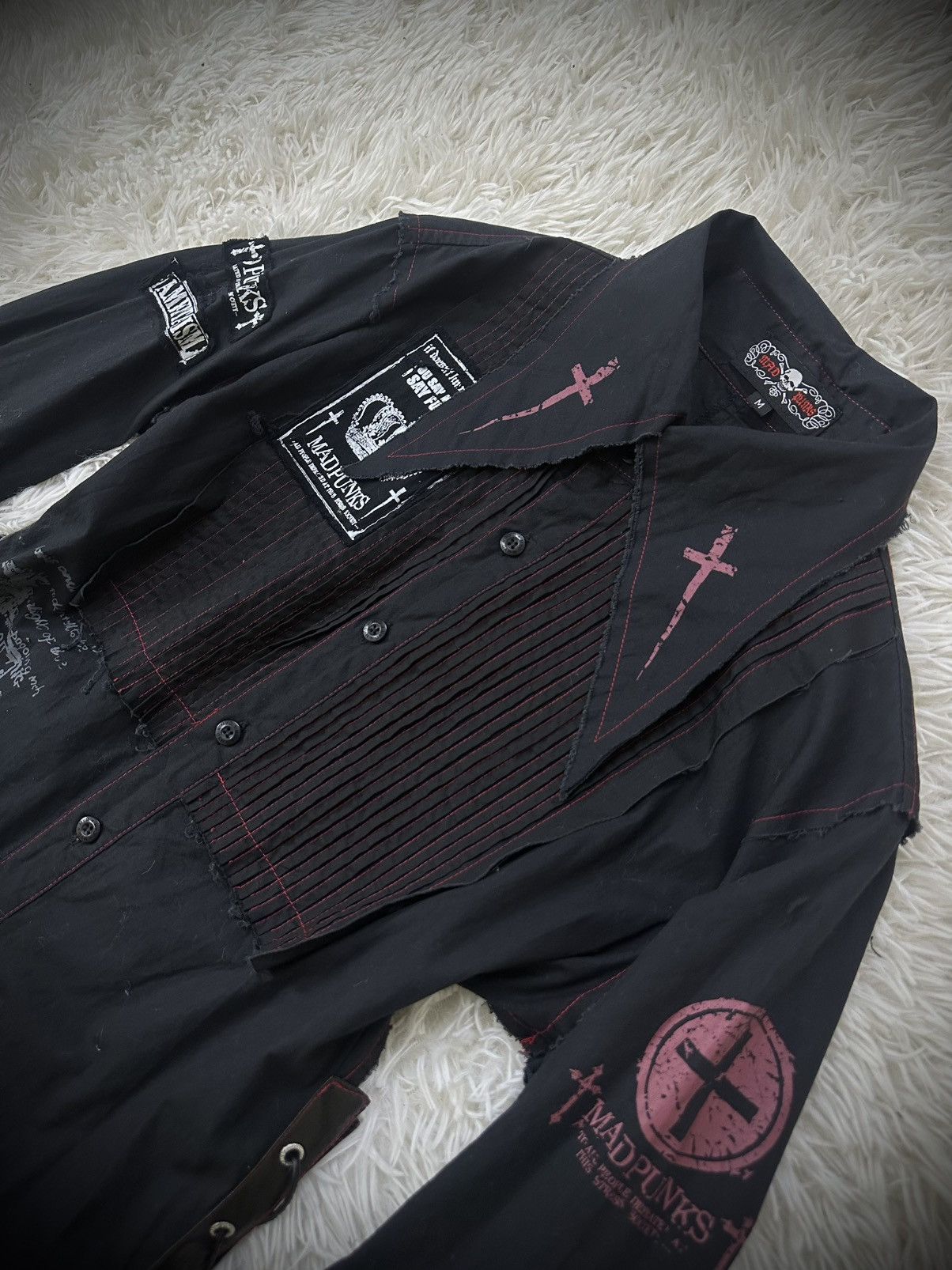 KMRii rare 2000s japanese brand MAD PUNK lace up linen vkei linen Size US M / EU 48-50 / 2 - 4 Thumbnail