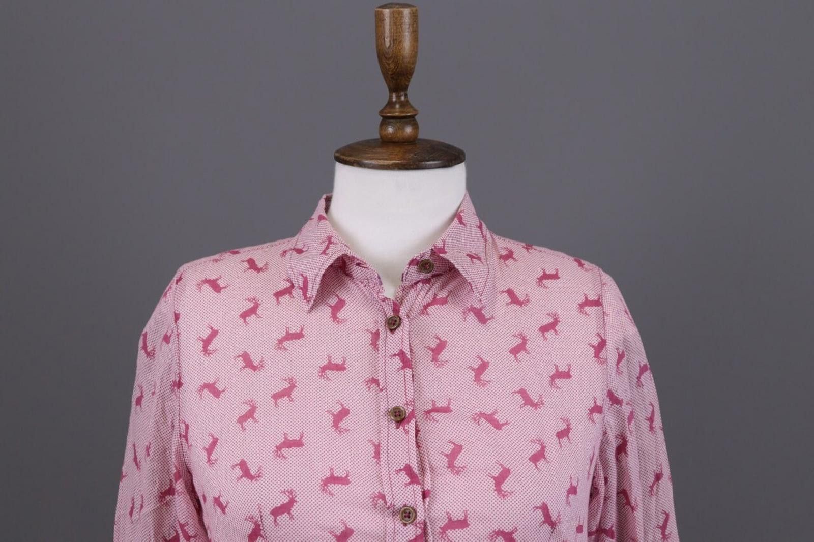 Designer Emily Van Den Bergh Pink Deer Print Blouse Shirt Size 36 / S Size M / US 6-8 / IT 42-44 - 4 Thumbnail