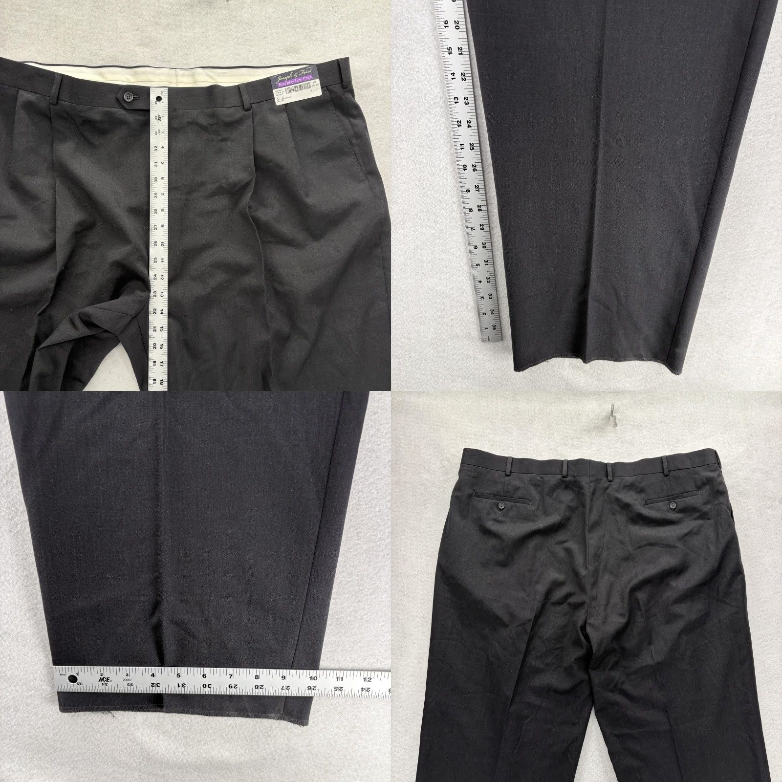 Joseph Joseph & Feiss Pants Mens 50 Black 100% Wool Pleated Business Unhemmed NWT Size US 34 / EU 50 - 8 Thumbnail