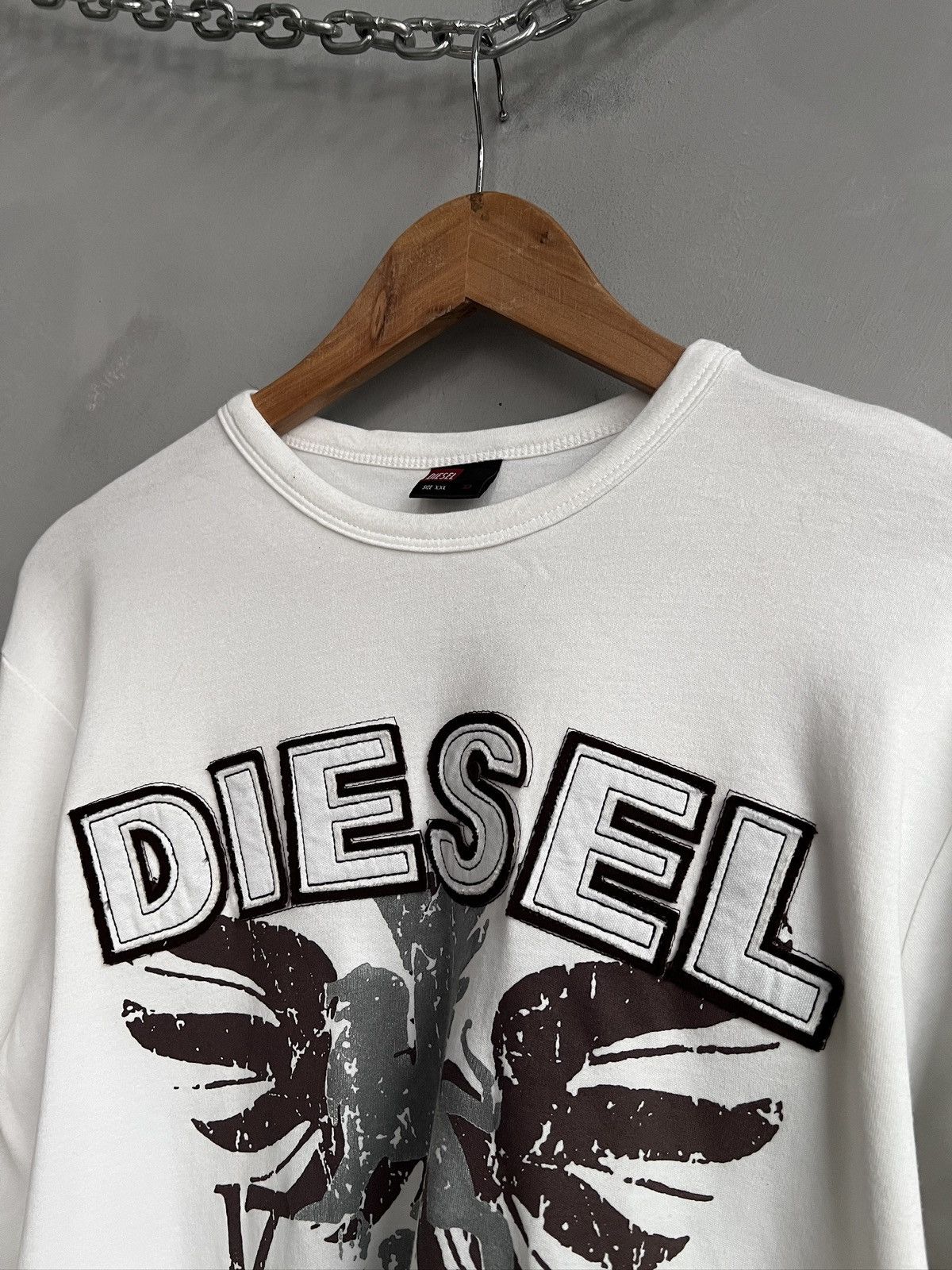 Diesel Diesel White Longsleeve Big Logo y2k style slim fit Size US M / EU 48-50 / 2 - 7 Thumbnail