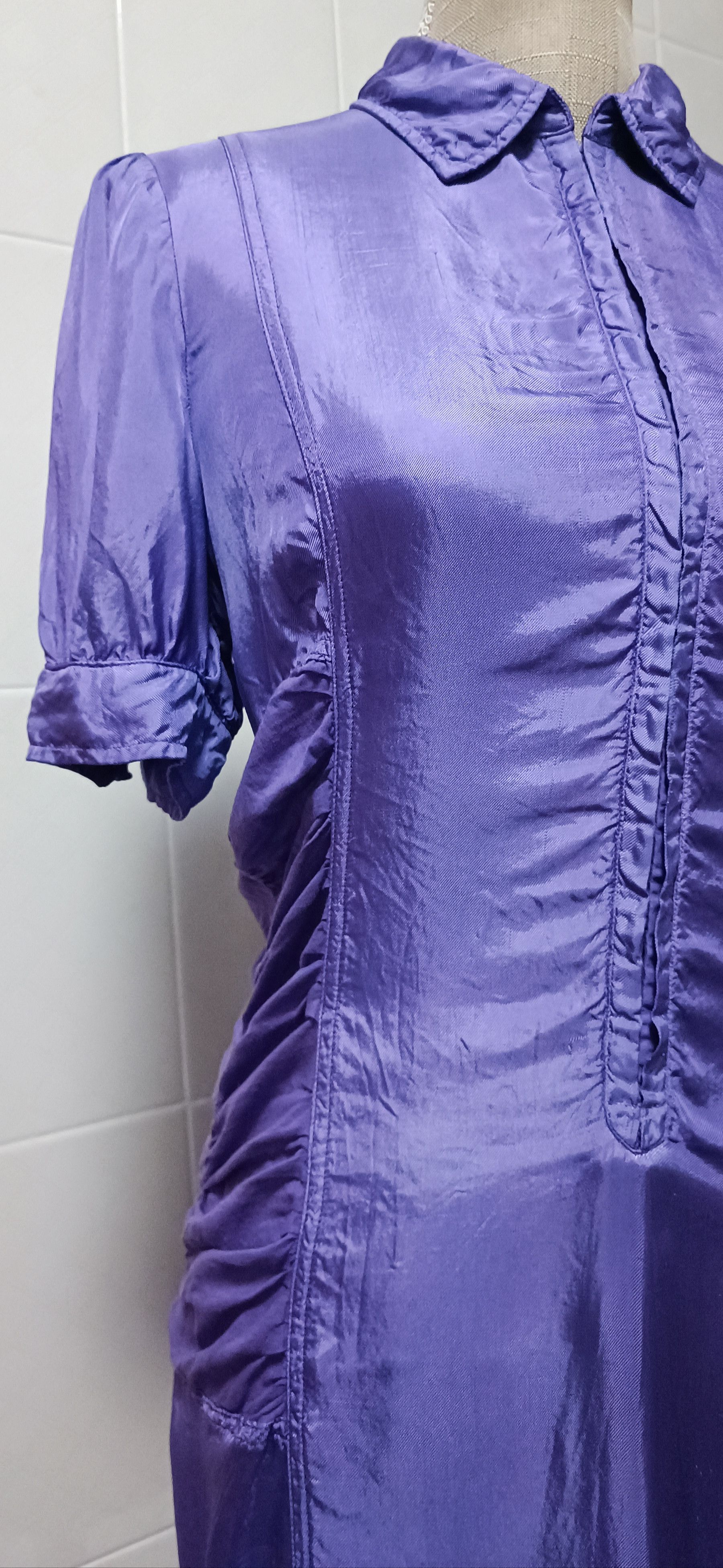 Jean Paul Gaultier Purple satin dress, with draped material Size M / US 6-8 / IT 42-44 - 4 Thumbnail