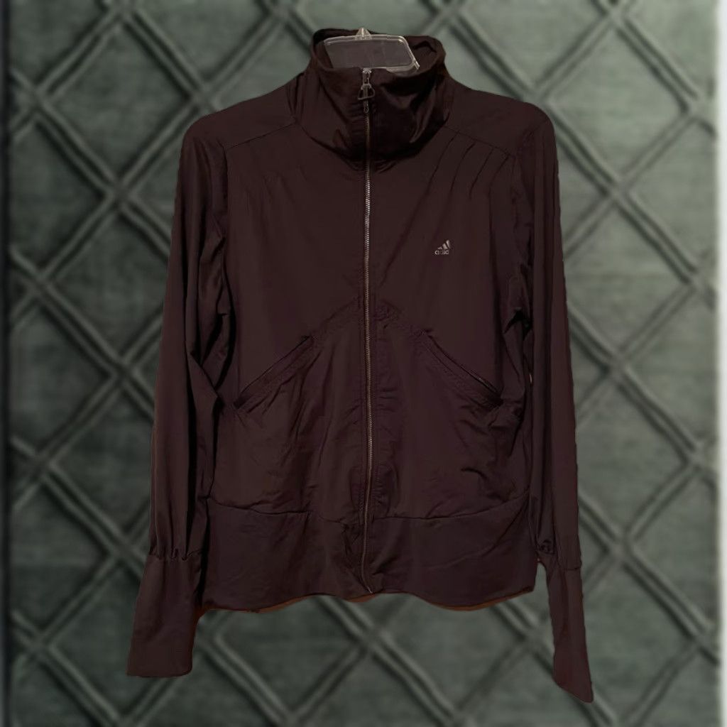 Adidas Adidas Clima365 Women's Track Jacket L Brown Solid Pockets Lightweight Zip Running Gym Training Reg. Womens Size L / US 10 / IT 46 - 1 Thumbnail