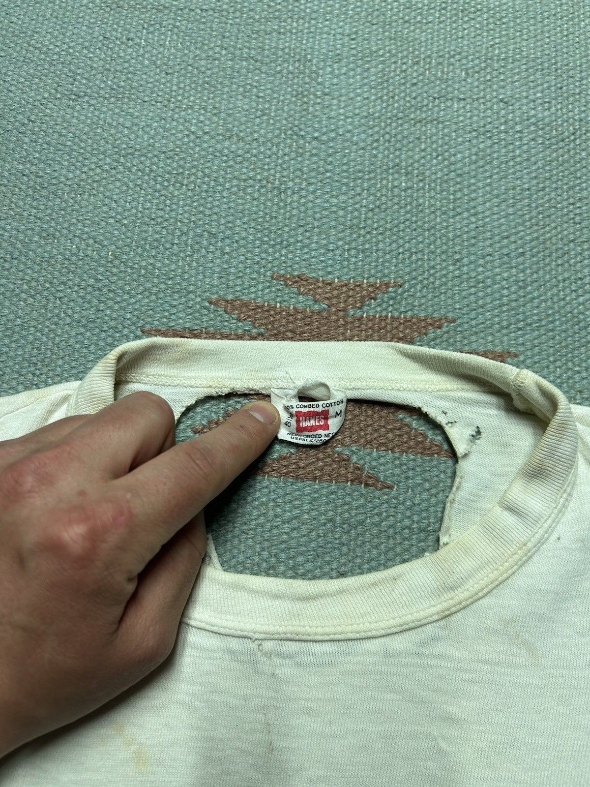 Vintage Vtg 1960s blank white t shirt Hanes soft cotton distressed M Size US M / EU 48-50 / 2 - 7 Thumbnail