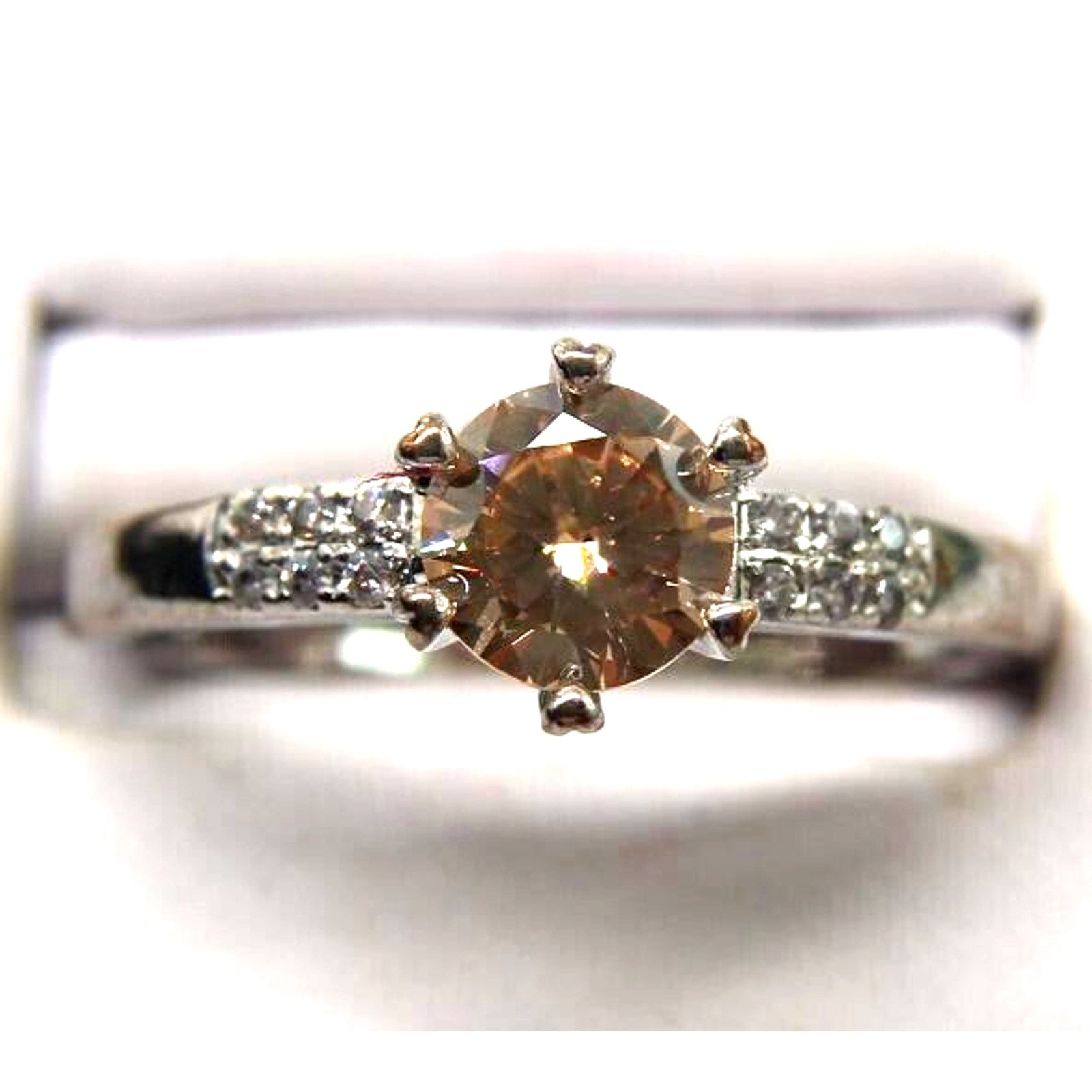 Other Faux Citrine Yellow Glass Ring • Silvertone • Size 9.5 Size ONE SIZE - 3 Thumbnail