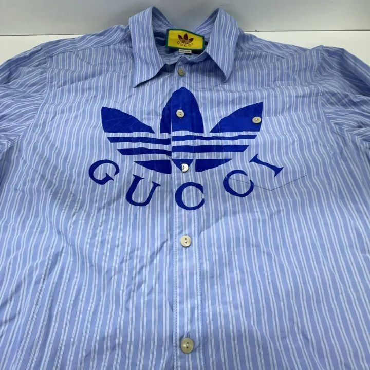 Gucci Gucci Gucci x Adidas Striped Logo Long Sleeve Shirt -2506 Size US XL / EU 56 / 4 - 7 Thumbnail