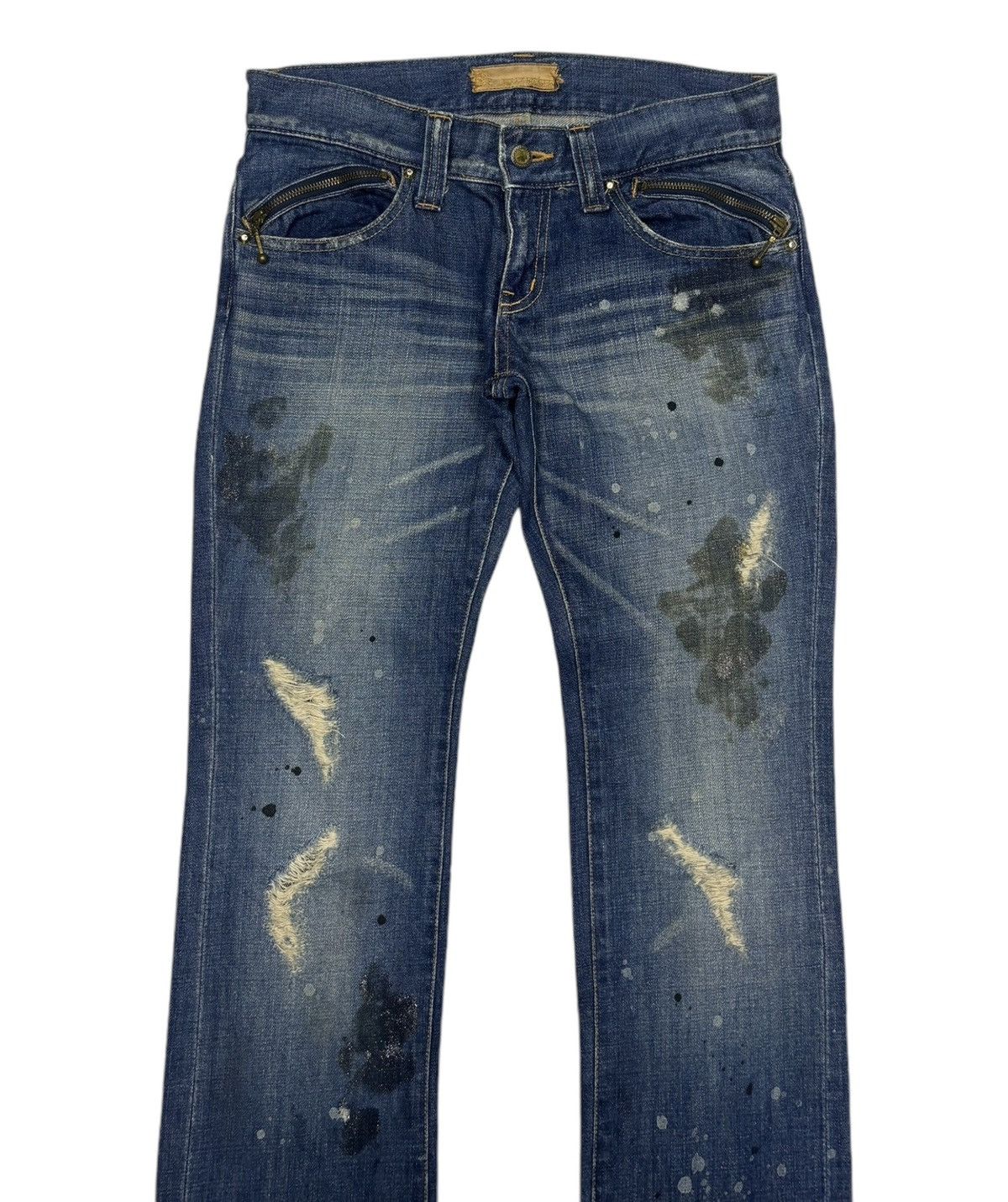 Hysteric Glamour × Japanese Brand DISTRESSED DENIM JOLLY ROGER RARE DESIGN PUNK JEANS Size US 32 / EU 48 - 3 Thumbnail