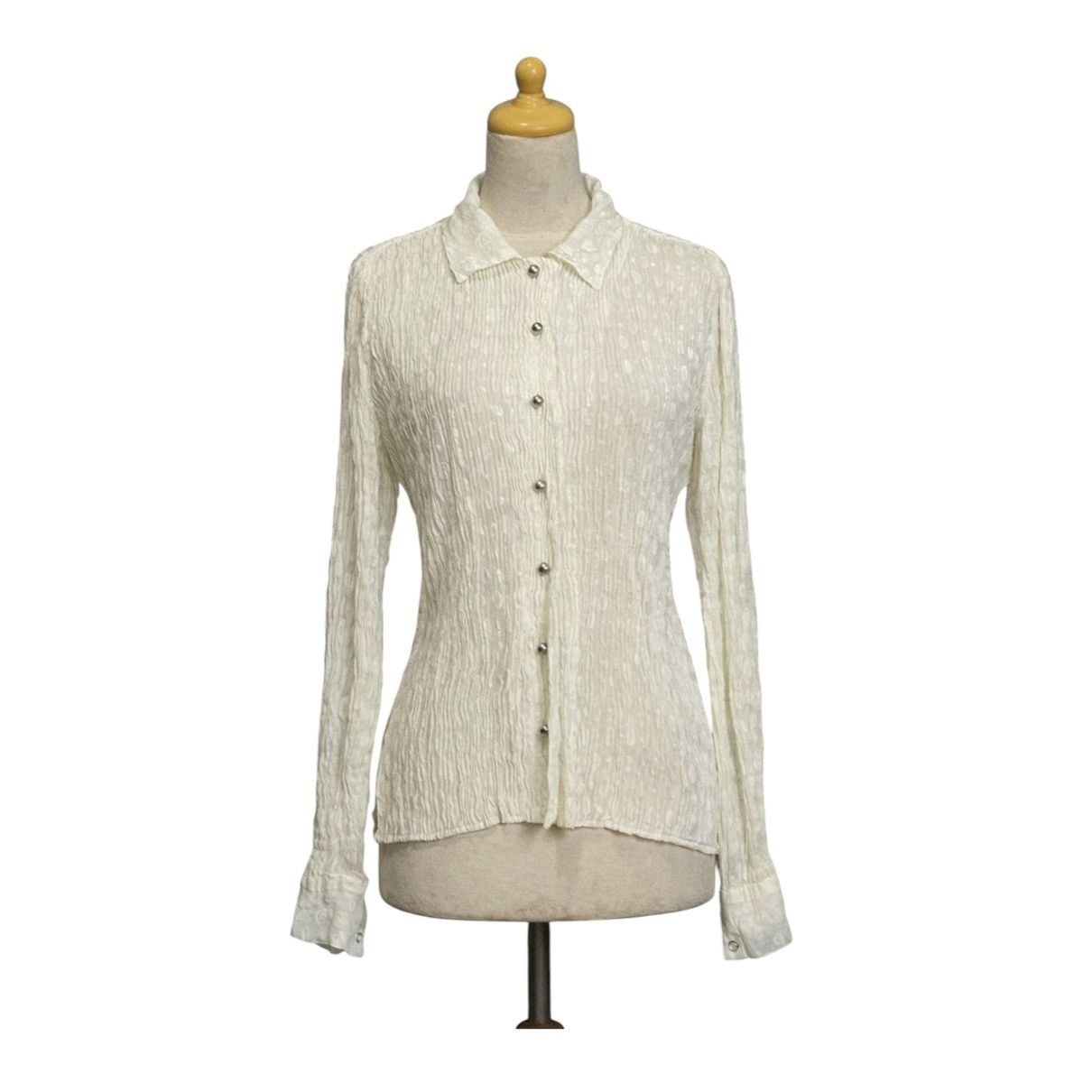 Pleats Please Issey Miyake Issey Miyake Fête Ivory Crinkled Blouse Size M / US 6-8 / IT 42-44 - 1 Thumbnail