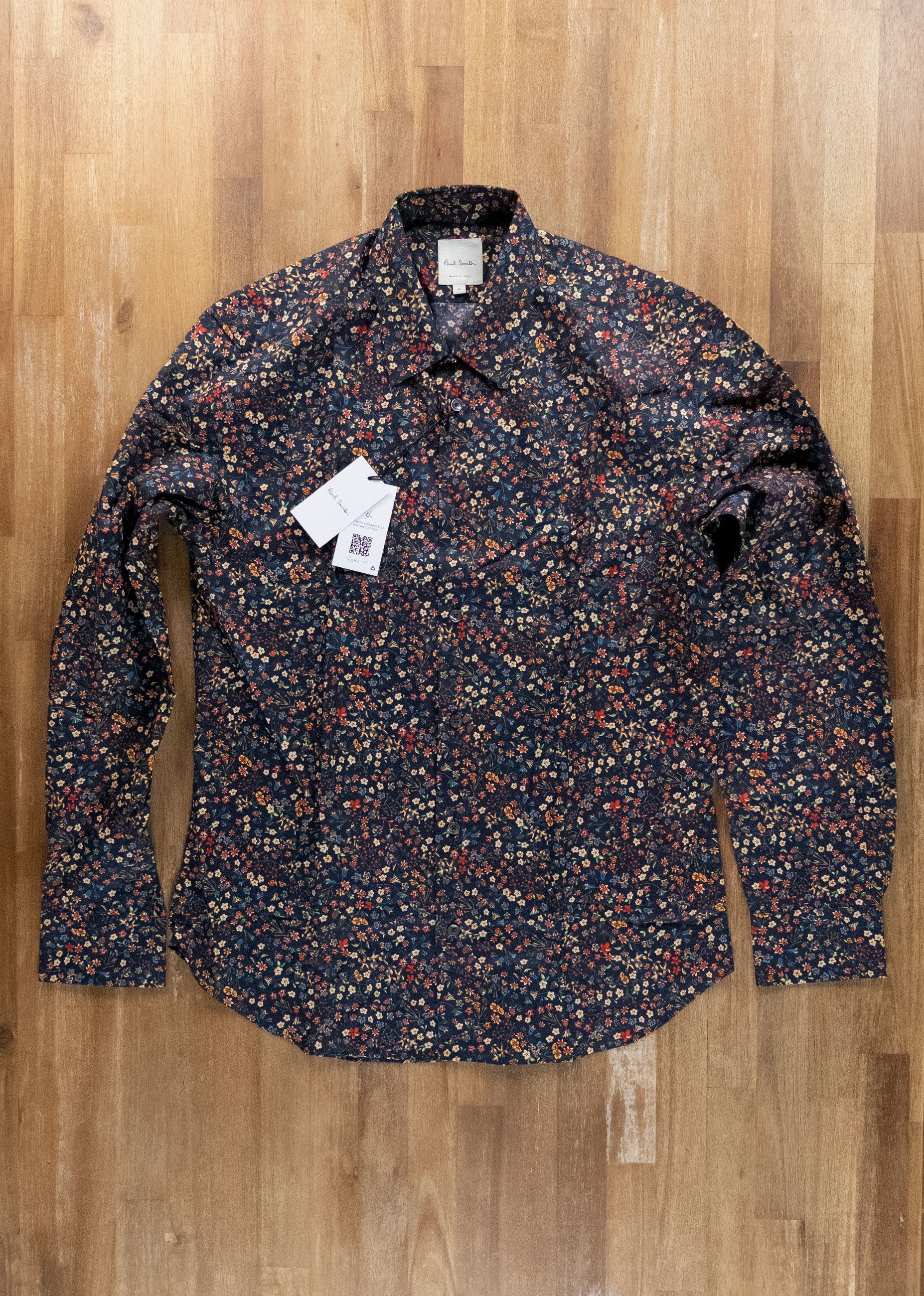 Paul Smith PAUL SMITH mainline navy blue tailored fit floral shirt Size US M / EU 48-50 / 2 - 3 Thumbnail