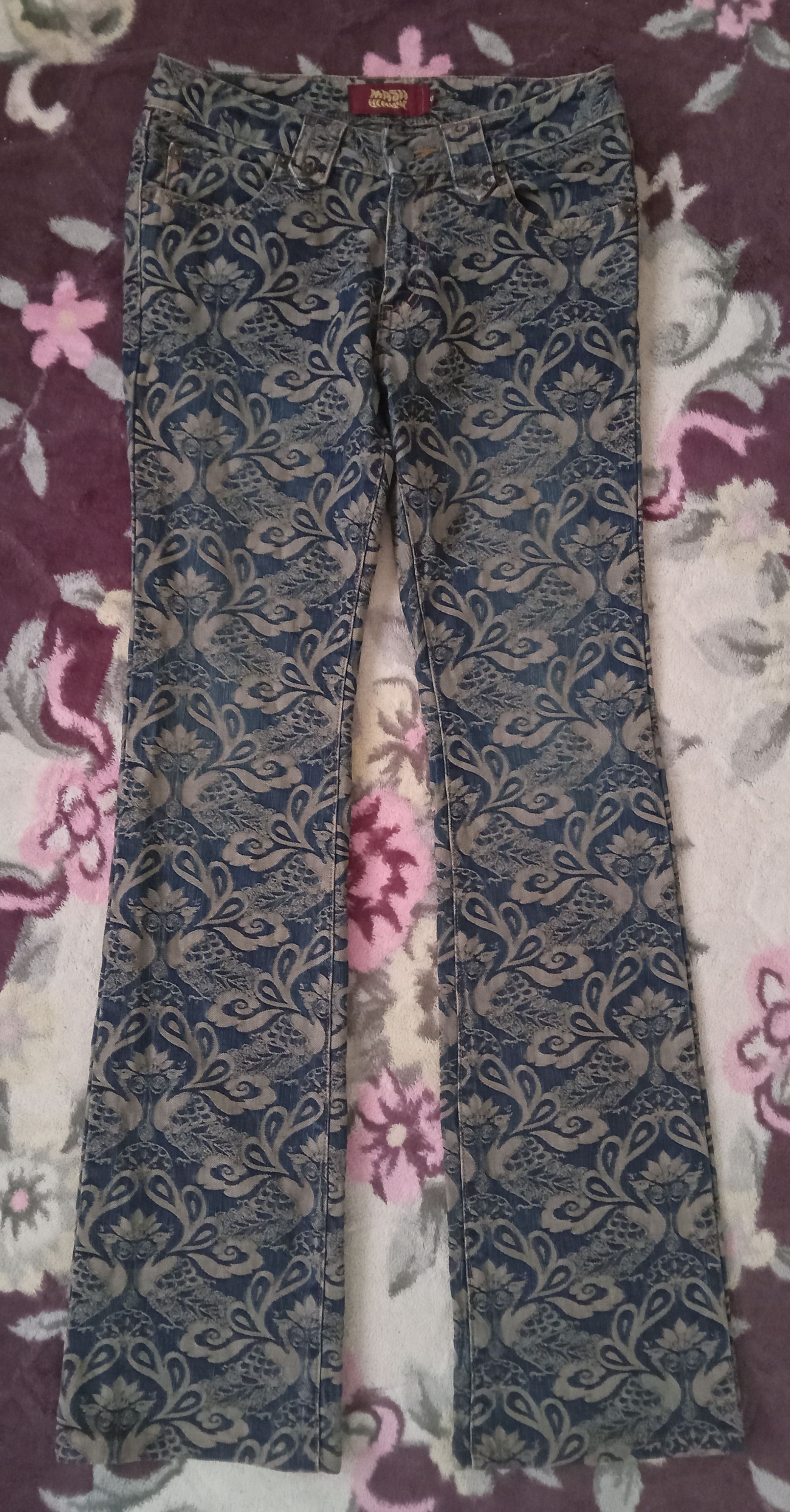 Japanese Brand Mash Mania Rare Peacock Design Flare Jeans Size 28" / US 6 / IT 42 - 1 Thumbnail