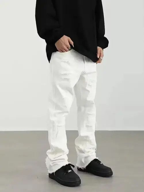 Japanese Brand grunge skate ripped flared damaged jeans Size US 30 / EU 46 - 1 Thumbnail