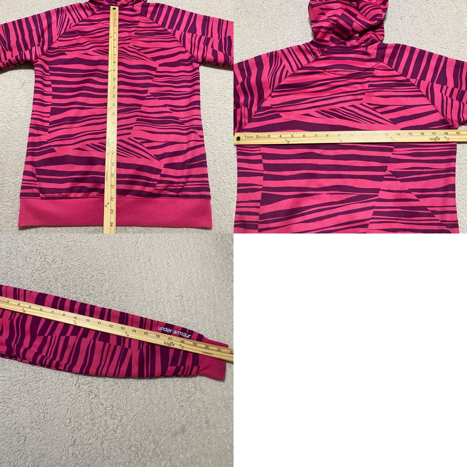 Under Armour Under Armour Hoodie Womens Small Multicolor Striped Full Zip Hooded Semi Fitted Size S / US 4 / IT 40 - 8 Thumbnail
