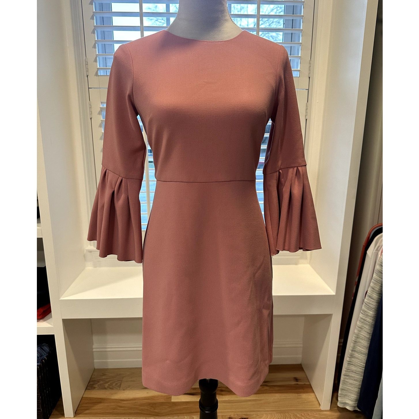 Ann Taylor Ann Taylor Womens Pink Bell Sleeve Sheath Dress Back Zip 00P Size XXS / US 00 / IT 34 - 2 Thumbnail