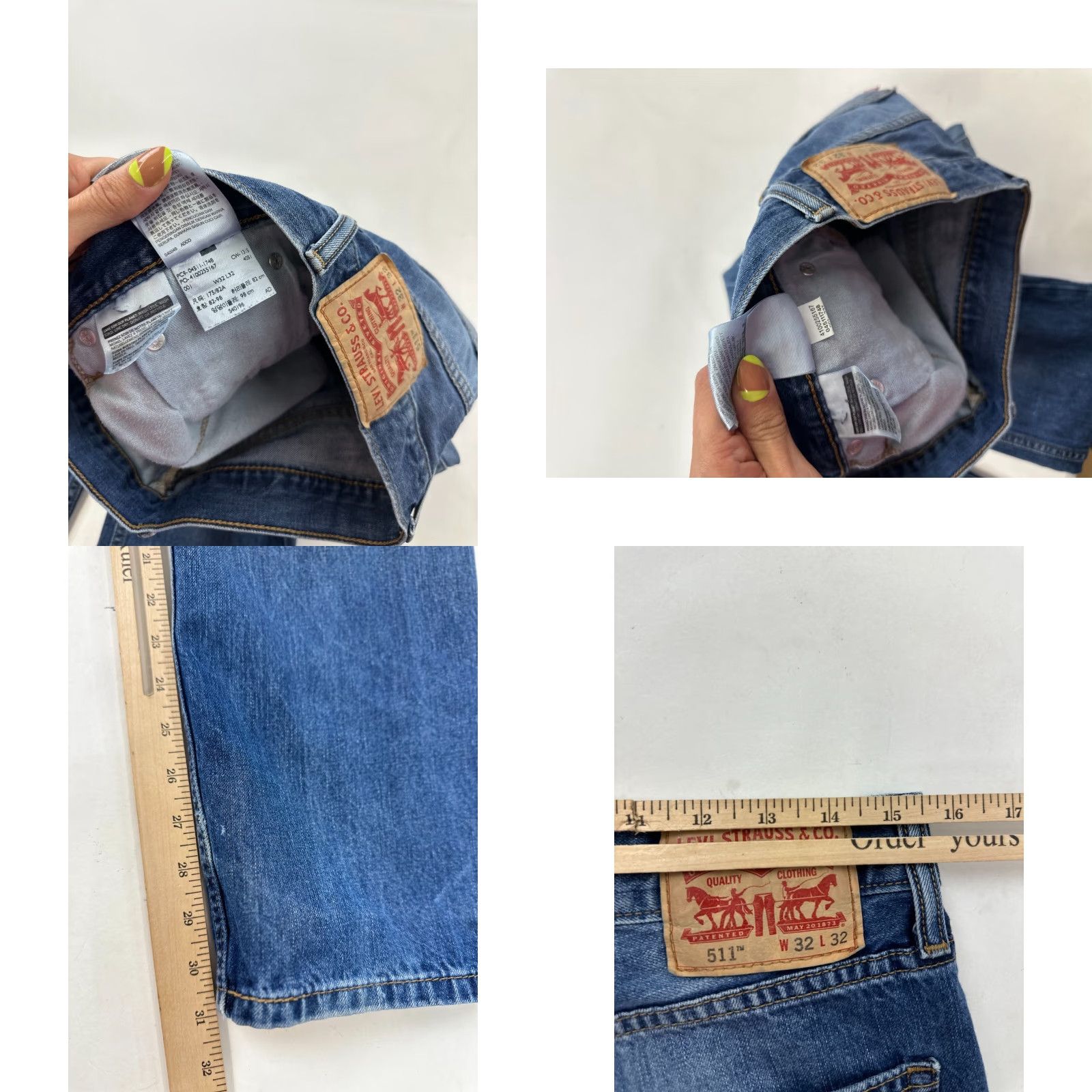 Levi's Levi's 511 Jeans Mens 32x32 Blue Denim Stretch Regular Fit Straight Leg 5-Pocket Button Closure Size US 32 / EU 48 - 8 Thumbnail