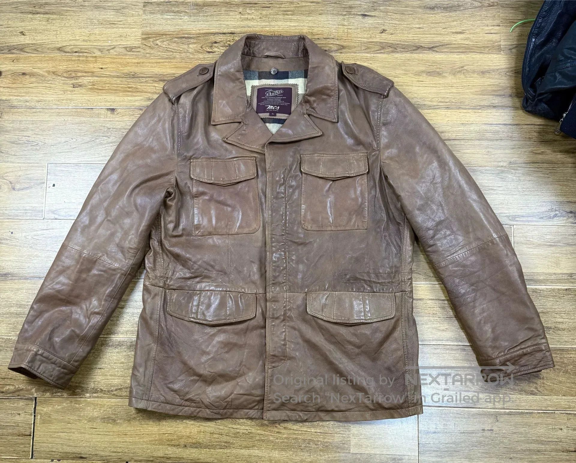 VINNY's Vintage 70s 80s Leather Jacket. Size US XL / EU 56 / 4 - 1 Thumbnail