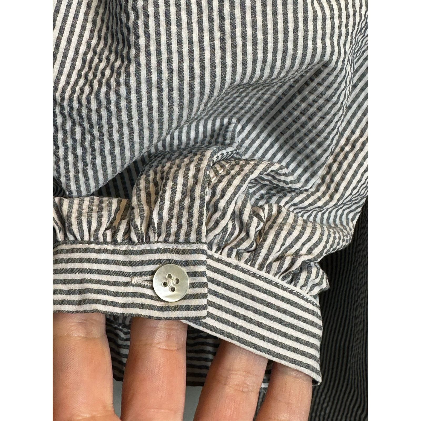MOUSSY Moussy gray white striped 3/4 sleeves blouse size Free Size Size ONE SIZE - 6 Thumbnail