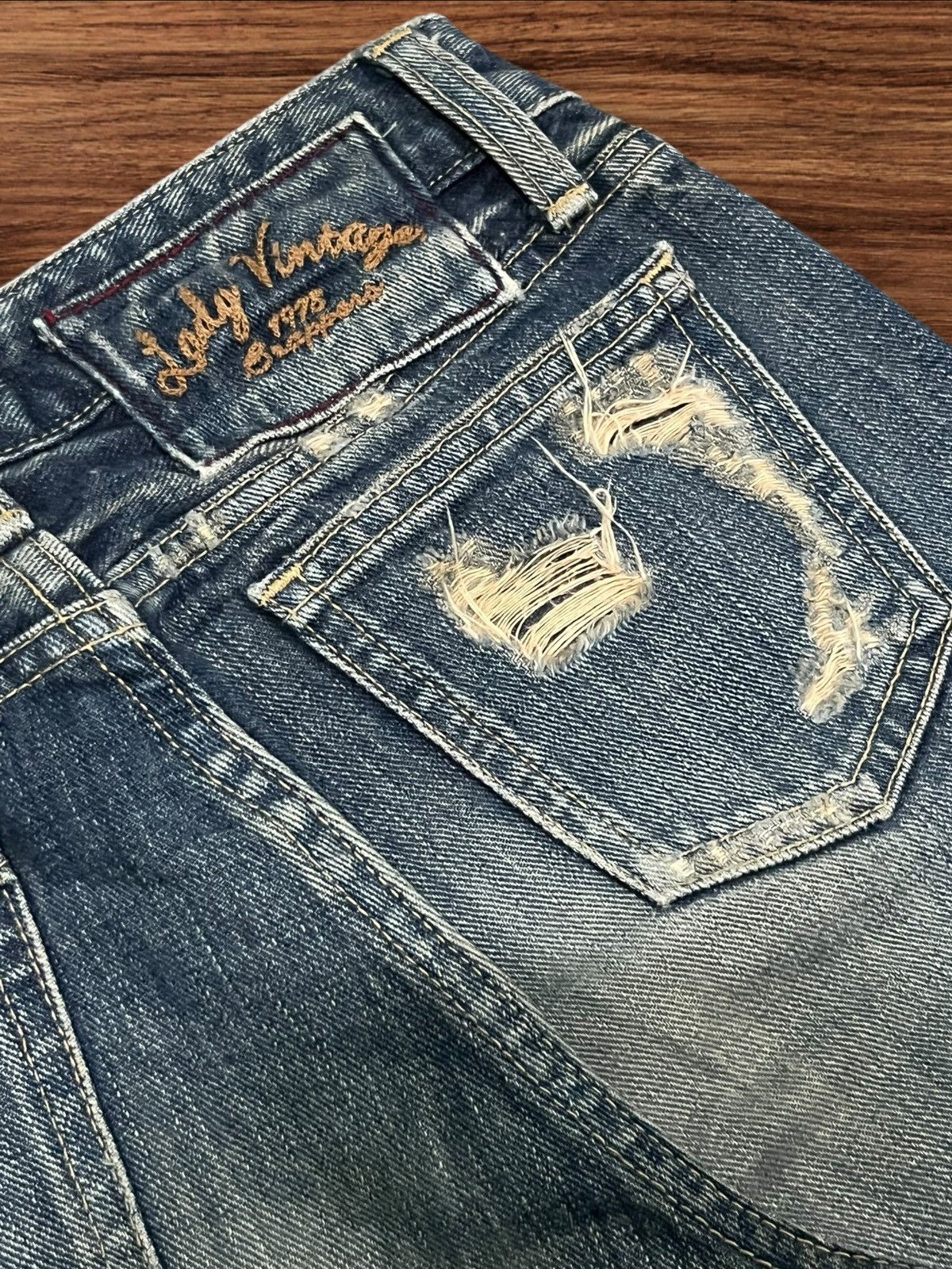 Japanese Brand × Johnbull Vintage Japanese Brappers Distressed Blue Washed Flare Jeans Size 28" / US 6 / IT 42 - 10 Thumbnail