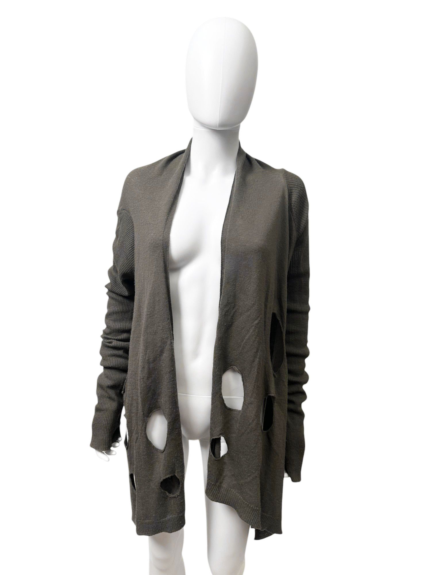 Rick Owens S/S 2006 Brown Holed Cardigan Size M / US 6-8 / IT 42-44 - 1 Thumbnail