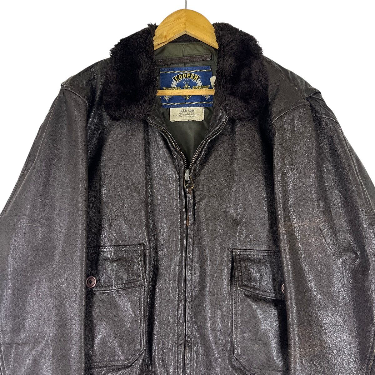 Cooper 🔥 Vintage Cooper G-1 Usn Leather Jacket Size 42R Size US L / EU 52-54 / 3 - 4 Thumbnail
