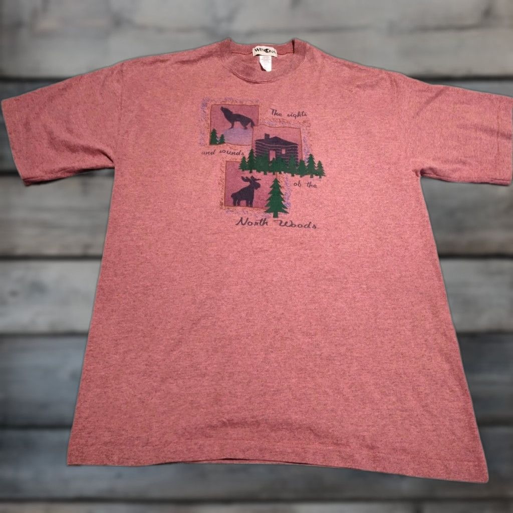 Vintage Vintage Winona Tee Shirt North Woods Moose Cabin USA Made Thick Size XL Size US XL / EU 56 / 4 - 1 Thumbnail