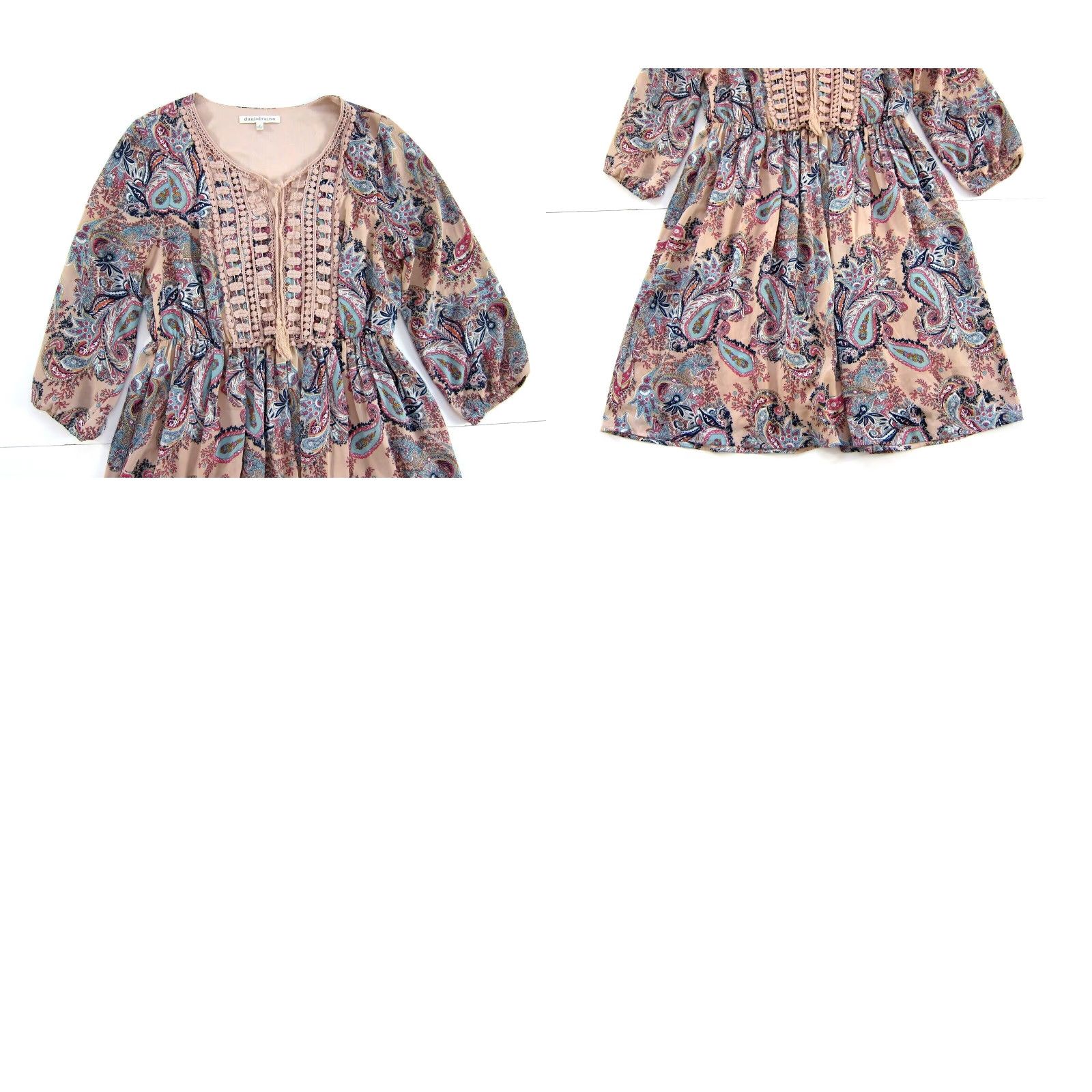 Pinko Daniel Rainn Pink Floral 3/4 Sleeve Embroidered Smock Tunic Dress M Womens Size M / US 6-8 / IT 42-44 - 8 Thumbnail