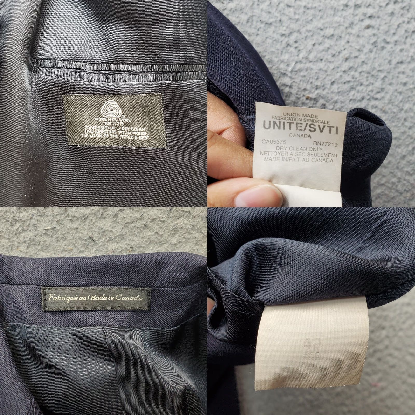 Vintage Botany 500 Blazer Jacket Mens 42R Navy Pure Wool Notch Lapel Single Breasted Size 42R - 8 Thumbnail