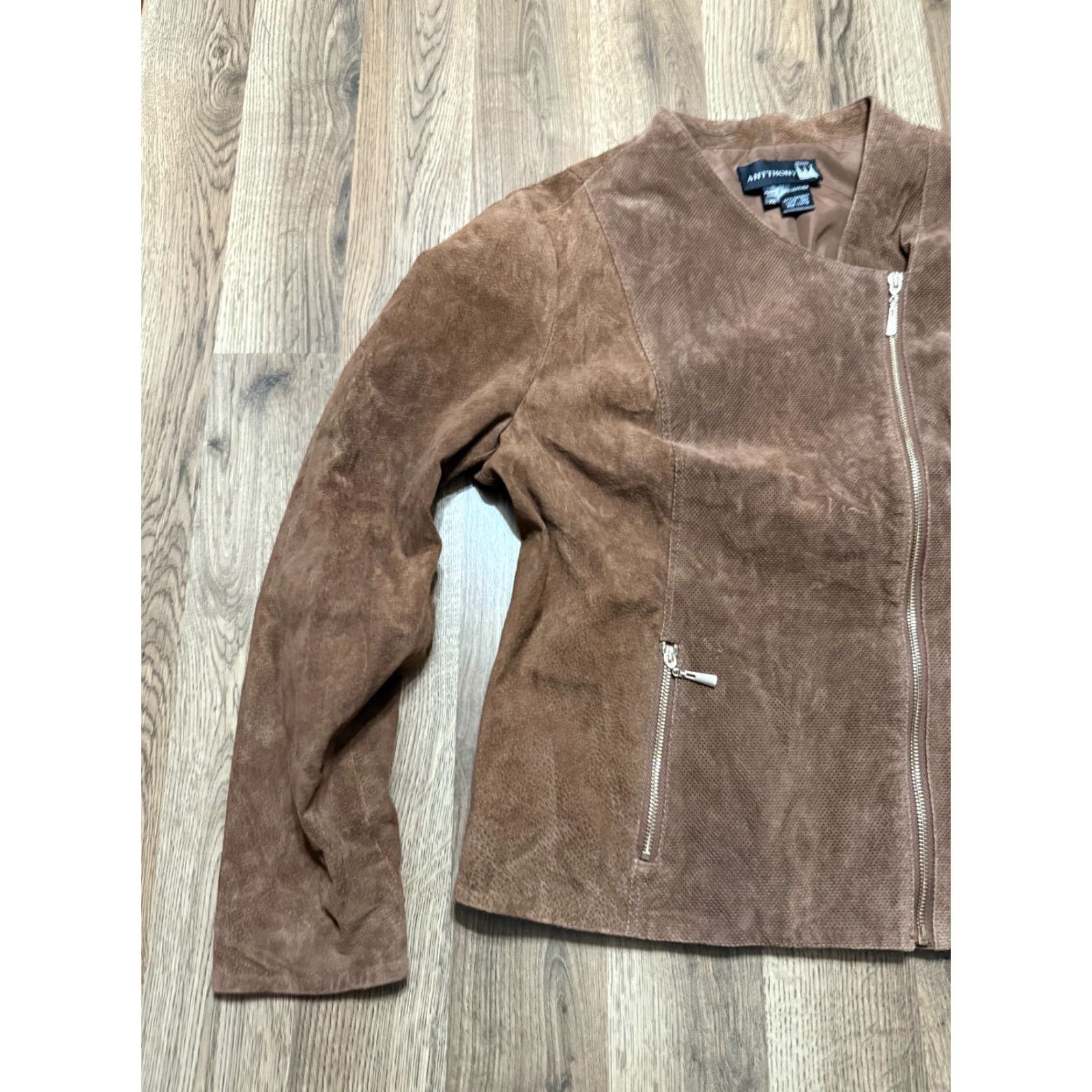 Vintage VINTAGE Antthony Jacket Women's XL Brown Zip Pockets Full Zip Moto 100% Leather Womens Leather Jacket Size XL / US 12-14 / IT 48-50 - 3 Thumbnail
