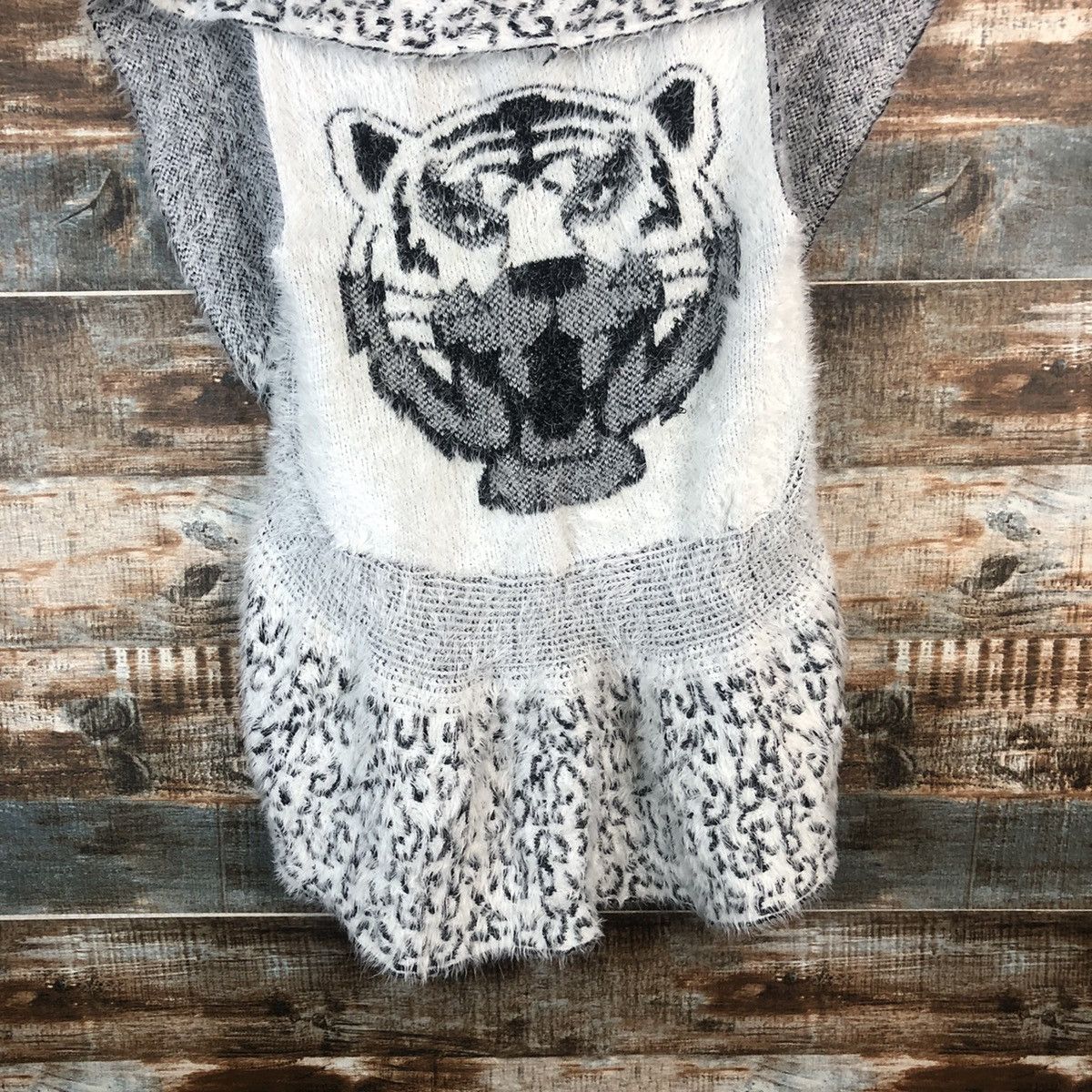 Homespun Knitwear × Japanese Brand DL Todo tiger Gray Knitwear cloak capes #C347 Size US XS / EU 42 / 0 - 13 Thumbnail