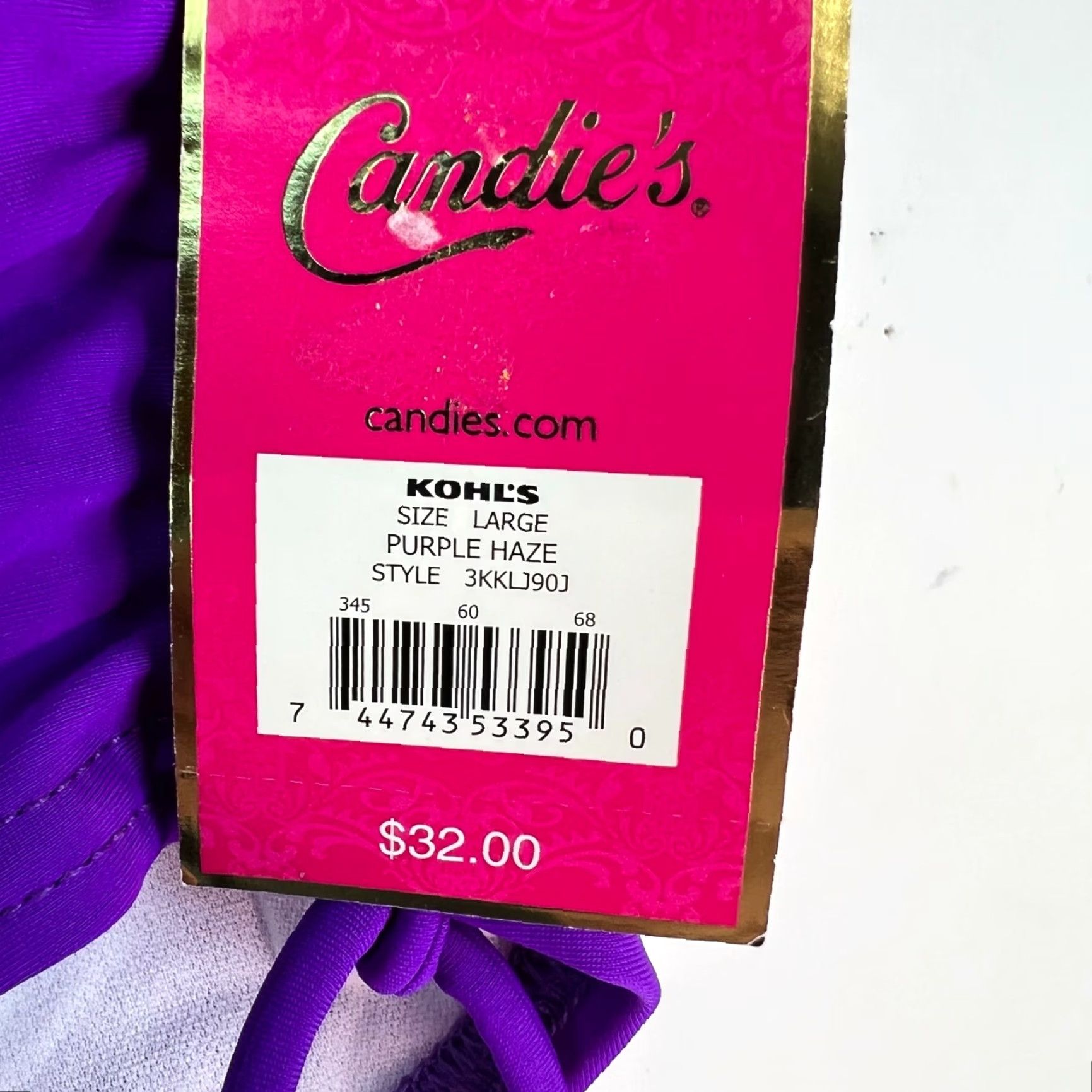 Vintage Candies Womens Bikini Bottom Side Tabbed Tie Hipster Purple Size L Swimsuit Bottom 85% Nylon 15% Spandex Beach Solid New with Tags Size 36" / US 14 / IT 50 - 3 Thumbnail