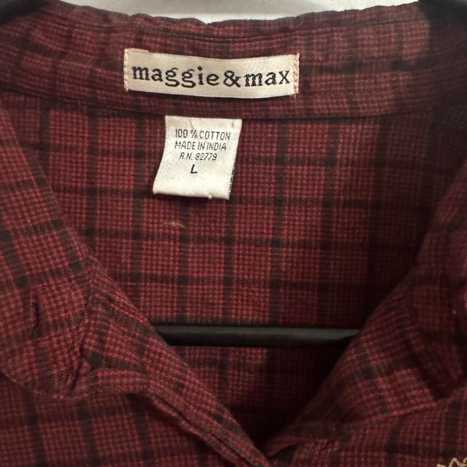 Other Maggie & Max Cotton Burgundy Plaid Shirt Paisley Western Size XL / US 12-14 / IT 48-50 - 4 Thumbnail