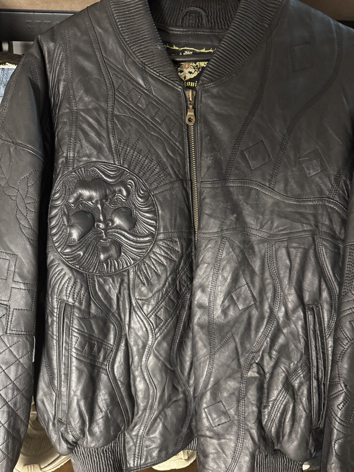 Designer × Vintage Vintage designer mazzoni leather jacket zeuspattern thread Size US XL / EU 56 / 4 - 2 Thumbnail