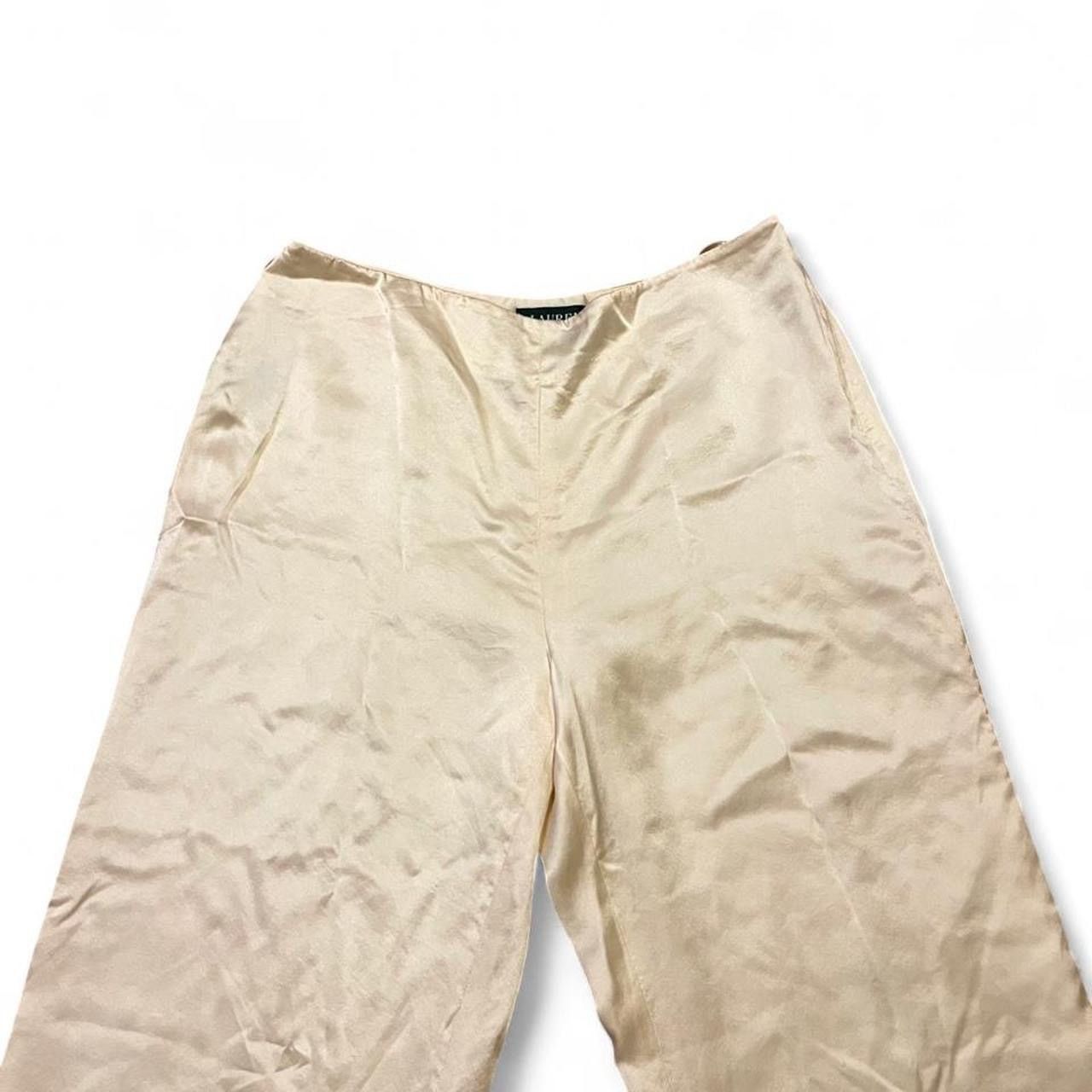 Ralph Lauren Vintage y2k Ralph Lauren cream silk wide leg trousers Size 30" / US 8 / IT 44 - 3 Thumbnail