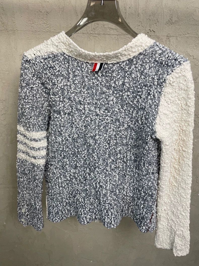 Thom Browne Thom Browne size40 Gray and white knit cardigan Size US XXS / EU 40 - 4 Thumbnail