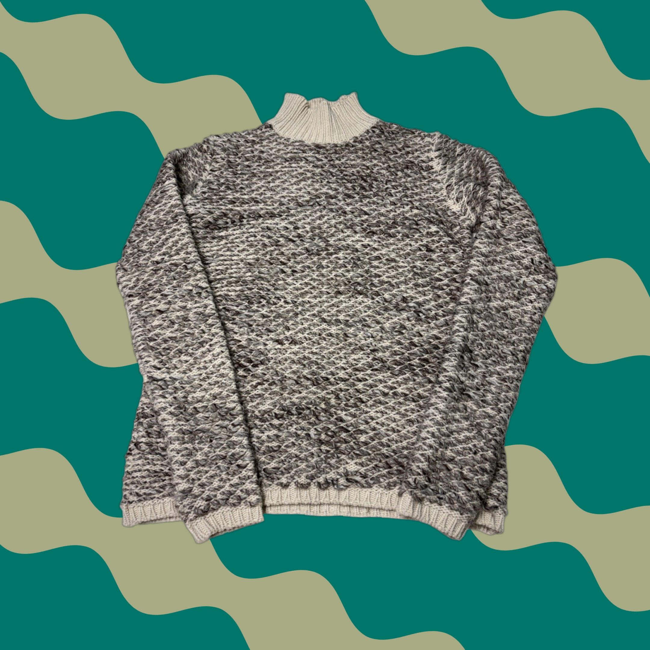 Roberto Collina Roberto Collina Merino Wool Alpaca Mock Neck Knit Sweater Grey Cream Made Italy Mal? Size M / US 6-8 / IT 42-44 - 1 Thumbnail