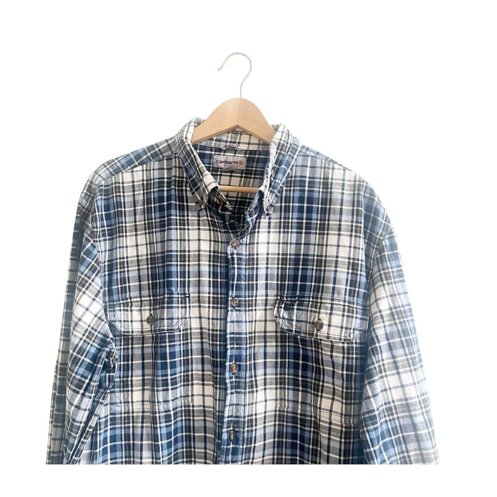 Carhartt Carthartt Men’s Plaid Flannel Size XL Blue Black White Size XL / US 12-14 / IT 48-50 - 9 Thumbnail