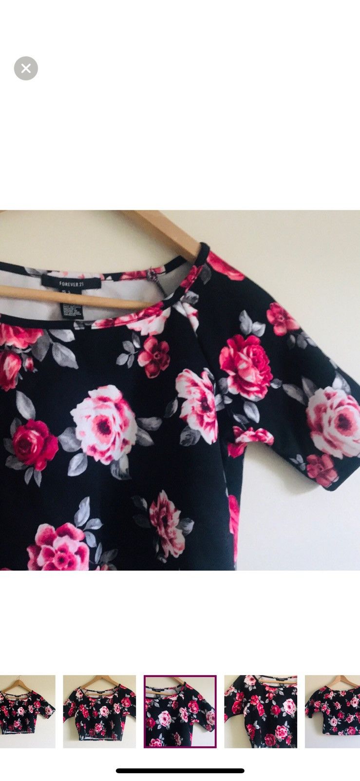 Forever 21 FOREVER 21 FLORAL SHORT SLEEVE CROP TOP Size L / US 10 / IT 46 - 4 Thumbnail