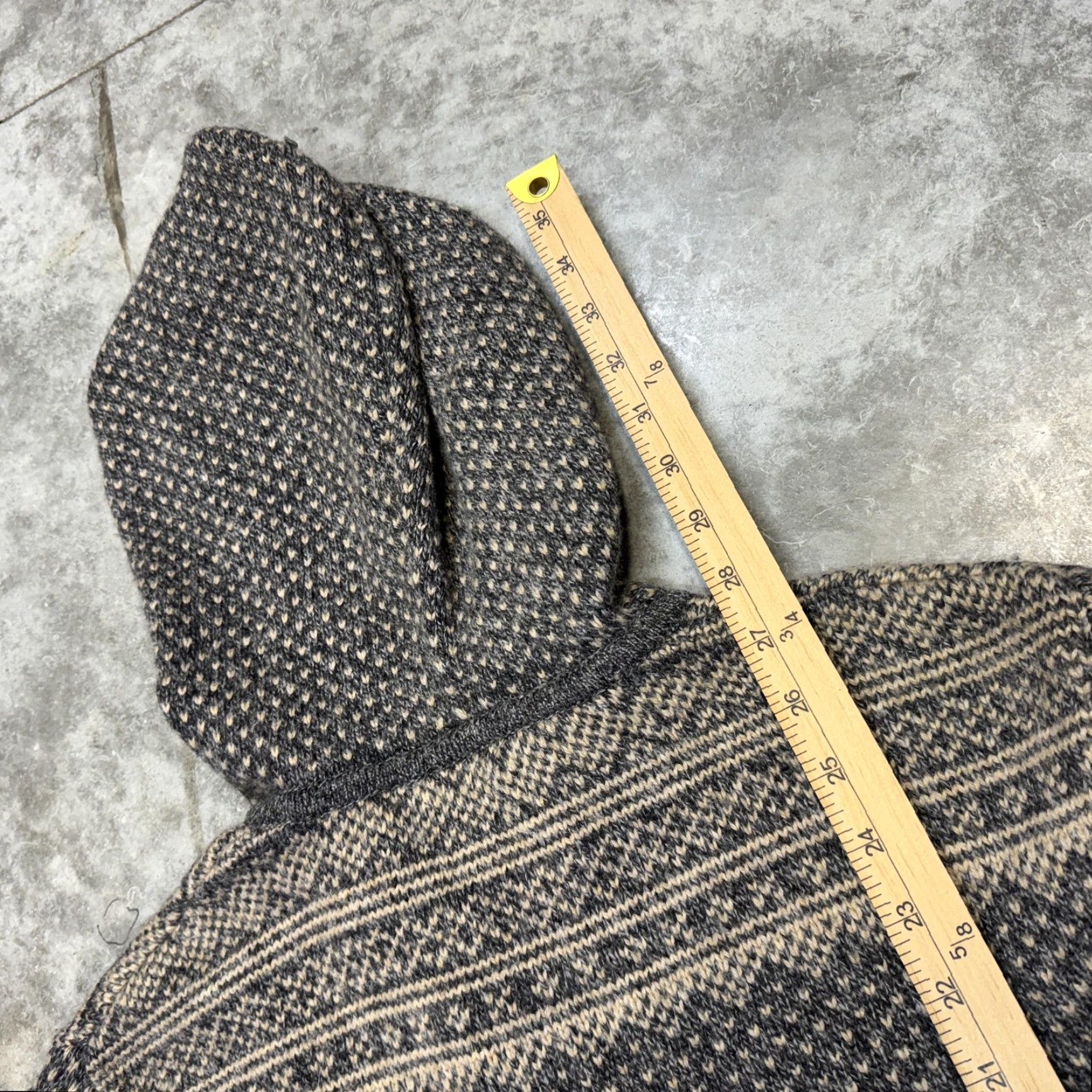Vintage J. Crew Mercantile Sweater Mens Large Gray Fair Isle Hooded Knit Wool Pullover Size US L / EU 52-54 / 3 - 8 Thumbnail
