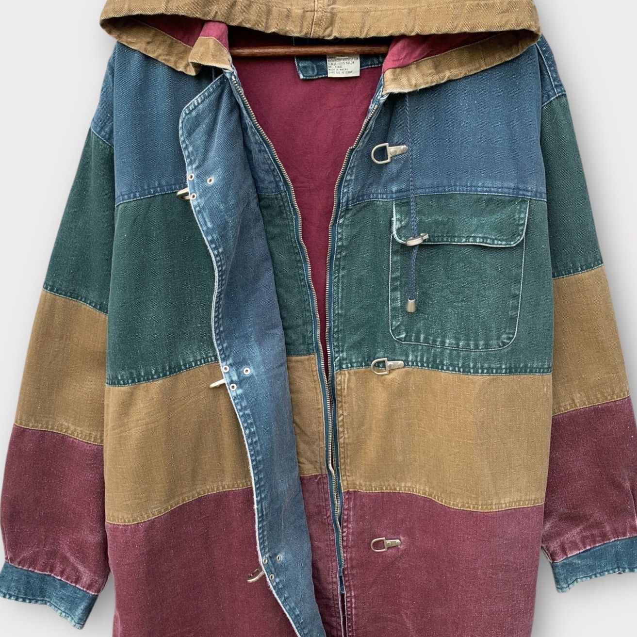 Vintage VINTAGE COLOUR BLOCK CLIMATE ZONE DENIM HOODIE JACKET Size US XL / EU 56 / 4 - 5 Thumbnail
