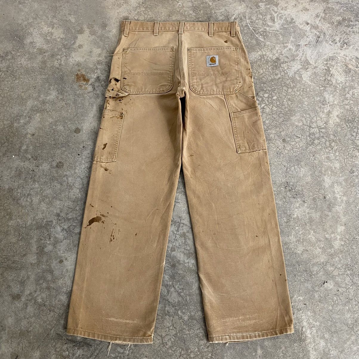 Carhartt VTG Carhartt Double Knee Faded Tan Dirty Carpenter Pants Size US 31 - 16 Thumbnail