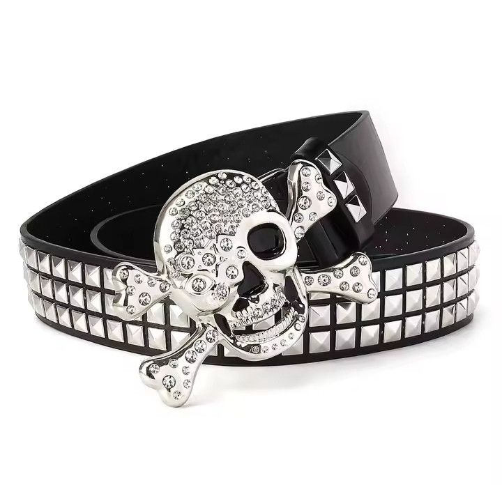 Japanese Brand × Vintage Fashionable Rivet Pyramid Inlaid Skull Buckle Belt Size ONE SIZE - 4 Thumbnail