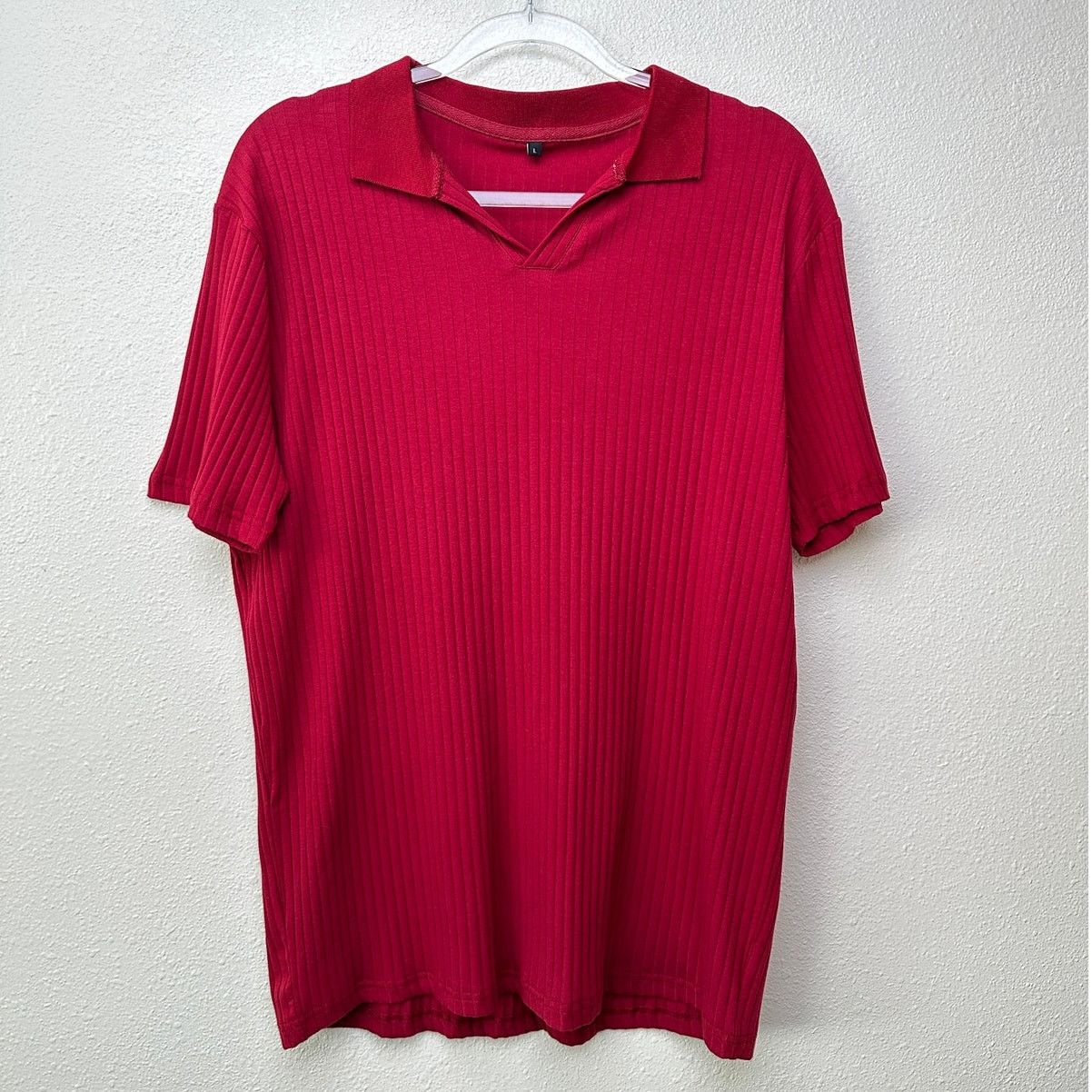 Other Men’s Red Ribbed Knit Polo Shirt Short Sleeve Size L Size US L / EU 52-54 / 3 - 2 Thumbnail
