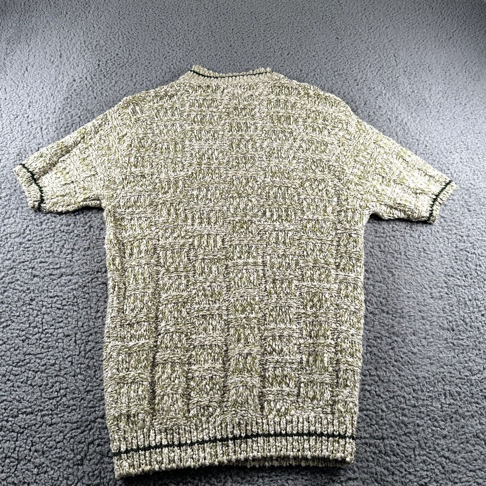 Sears VINTAGE Kings Road Sweater Mens M Green Short Sleeve Crewneck Knit Geometric Textured 70s Sears Mens Size US M / EU 48-50 / 2 - 4 Thumbnail