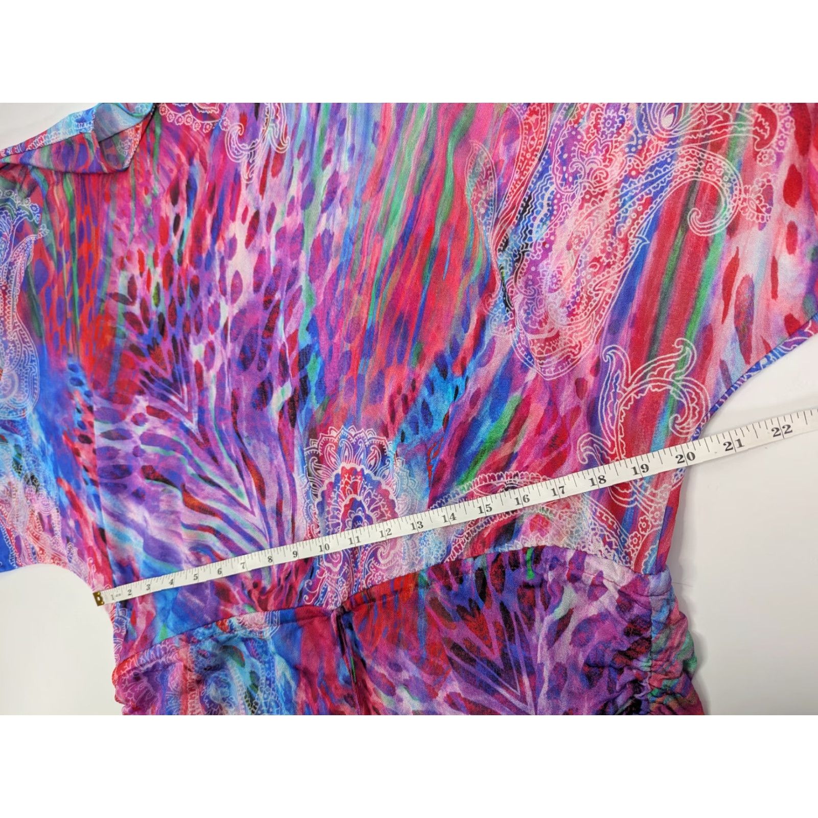 Vintage Luli Fama Cover Up Dress Kimono Boat Neck Shocking Paisley Swim Beach Large Size L / US 10 / IT 46 - 6 Thumbnail