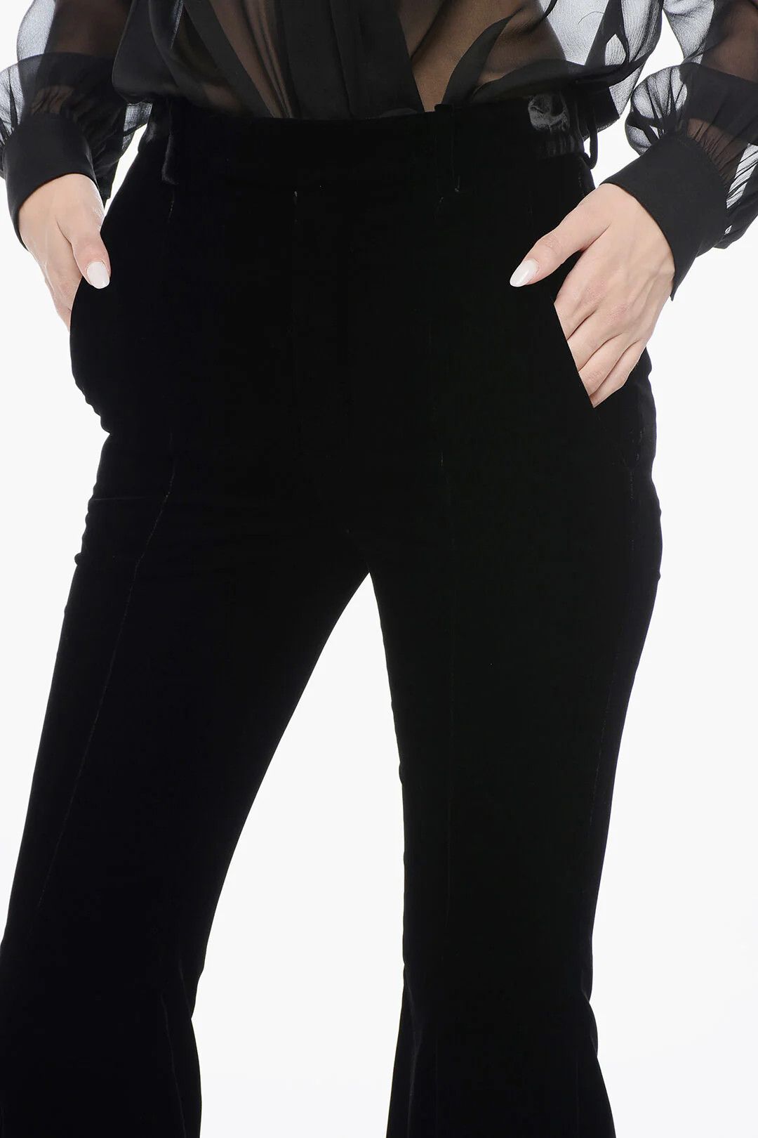 Saint Laurent Paris og1mm0326 Velvet Flared Pant in Black Size 30" / US 8 / IT 44 - 3 Thumbnail