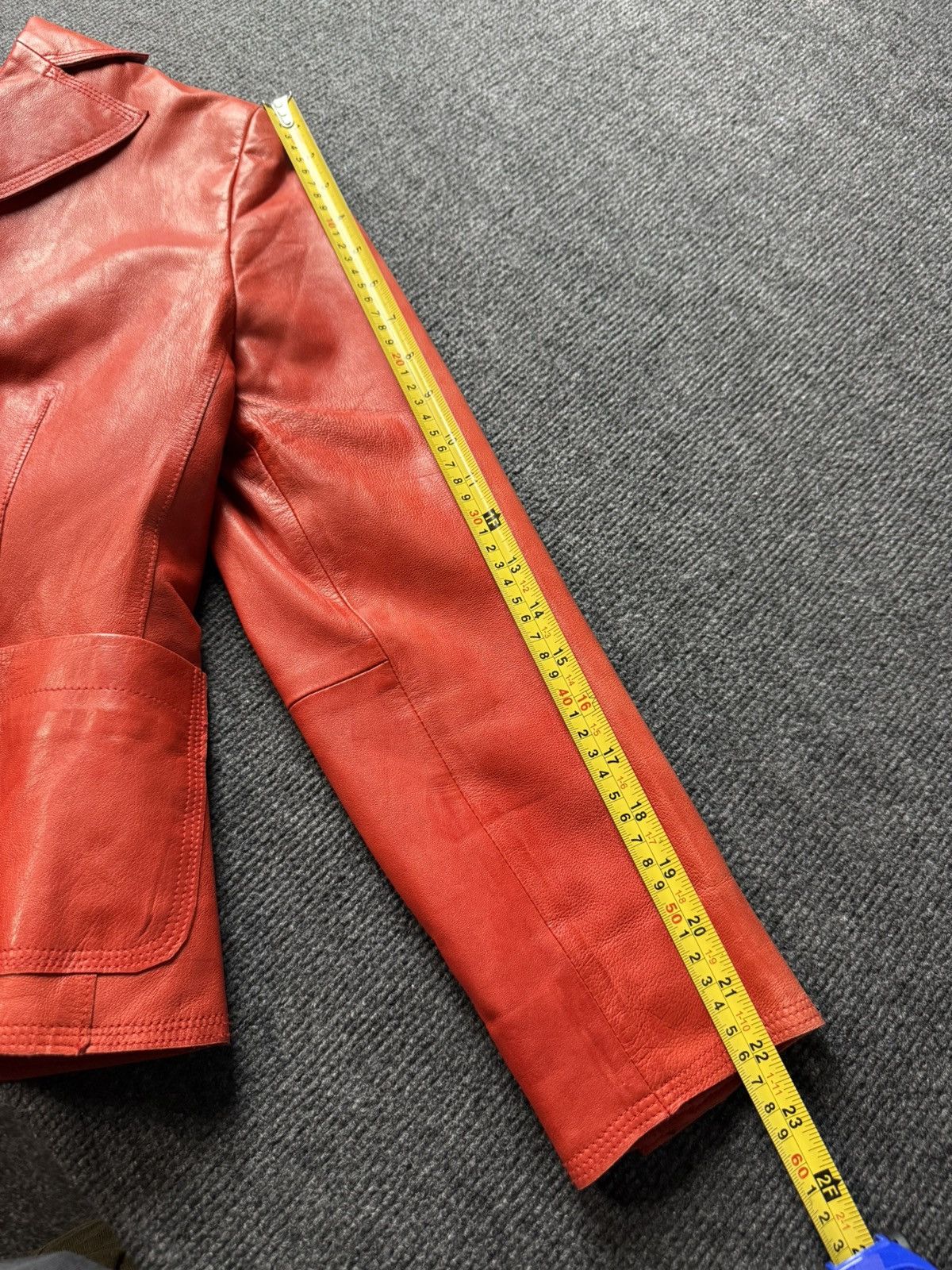 Genuine Leather Vintage Avant Garde Red Leather Blazer Jacket 90s Italian Size S / US 4 / IT 40 - 18 Thumbnail