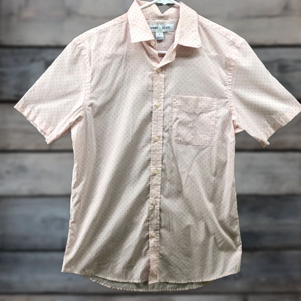 Old Navy VINTAGE Old Navy Pink Polka Dot Button-Up Shirt Mens S Short  Sleeve Lightweight Stretch Casual | Grailed