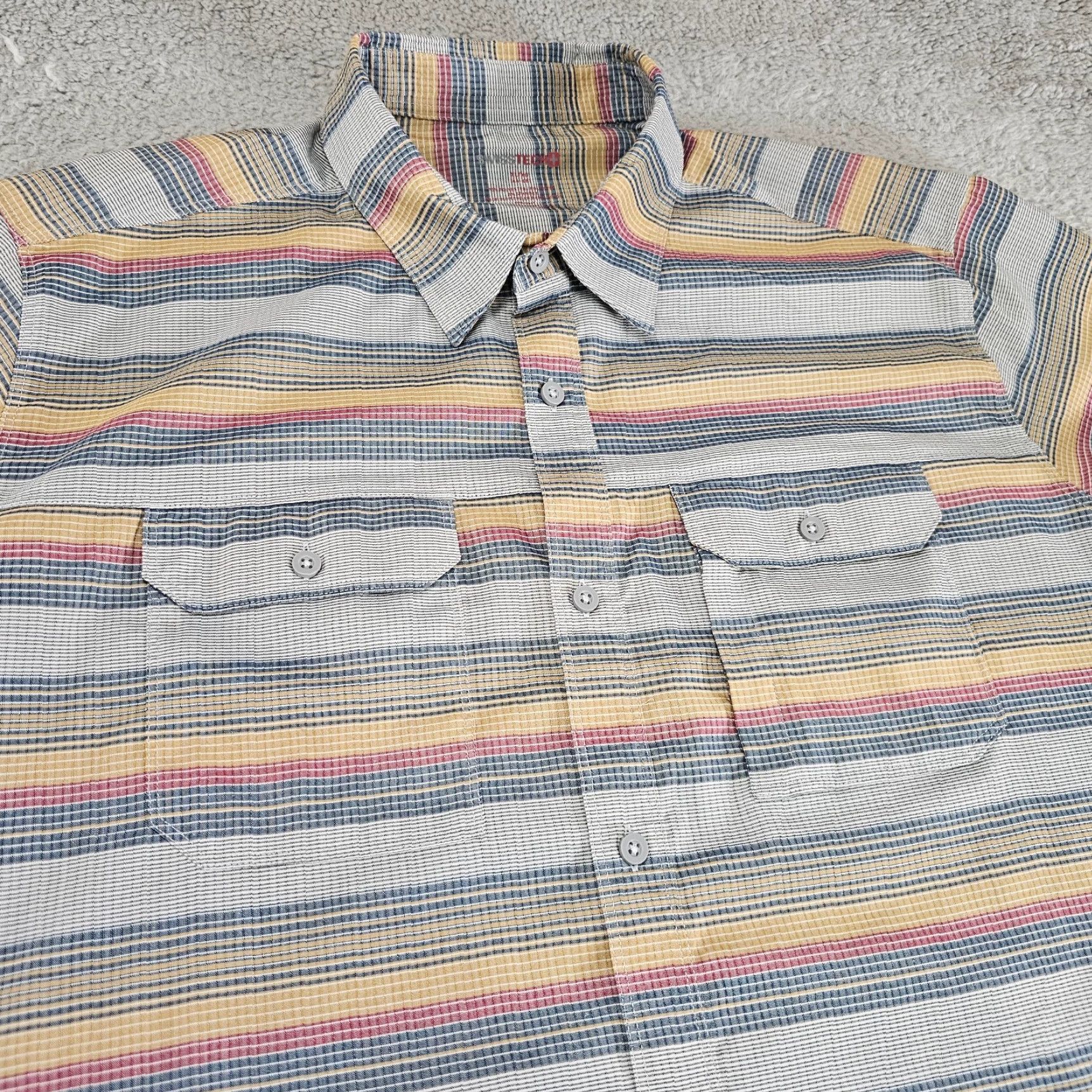 Vintage Swiss Tech Shirt Mens XL Gray Striped Short Sleeve Pockets Button-Up Outdoor Casual Shirt Size US XL / EU 56 / 4 - 2 Thumbnail