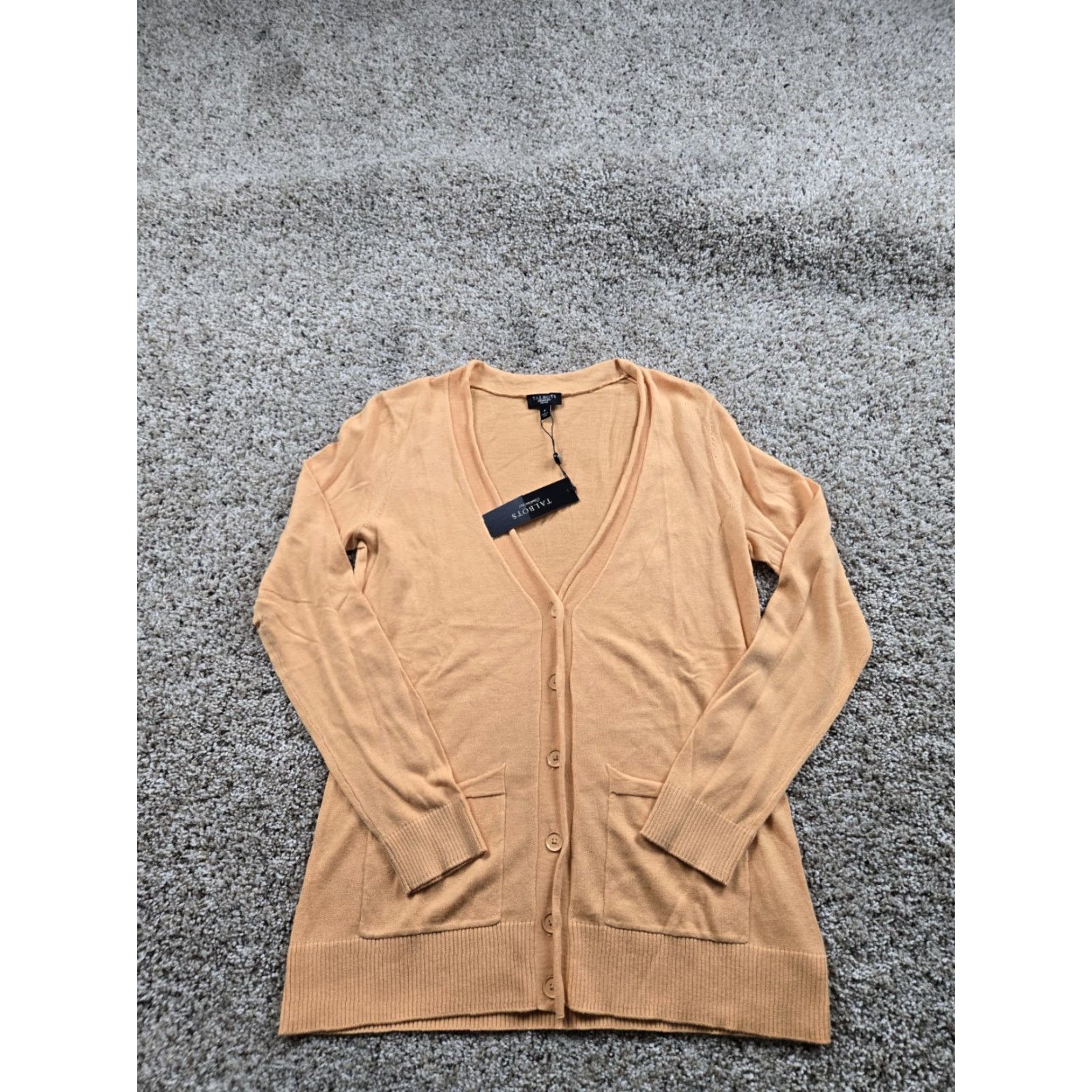 Talbots VINTAGE Talbots Sweater Womens Petite P Orange Cardigan Button Up Pockets NWT Size XXS / US 00 / IT 34 - 2 Thumbnail