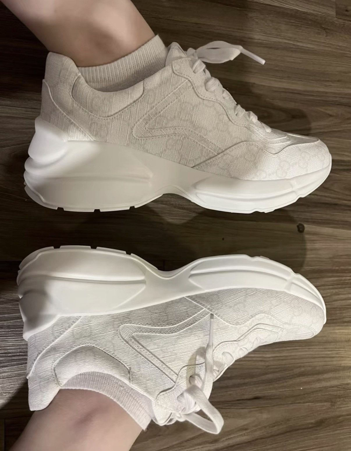 Gucci Gucci Rhyton dad sneakers, white with GG monogram K6 Size US 5.5 / IT 35.5 - 9 Thumbnail